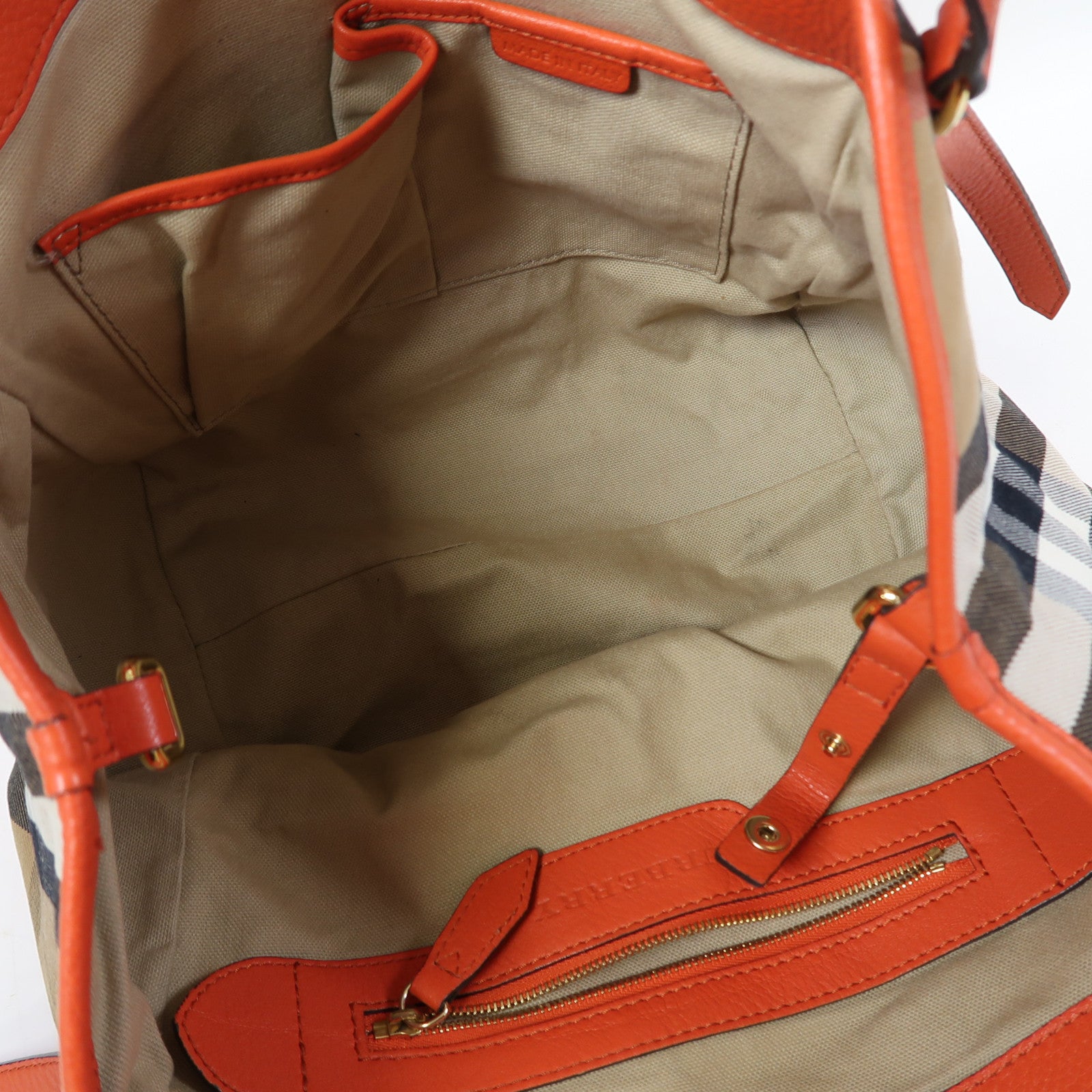 BURBERRY 帆布Shoulder Bag金扣肩背袋橙色/啡色