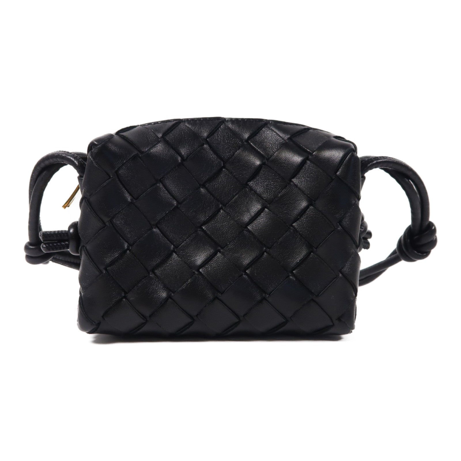 BOTTEGA VENETA 【激減優惠】羊皮皮革Shoulder Bag金扣肩背袋黑色