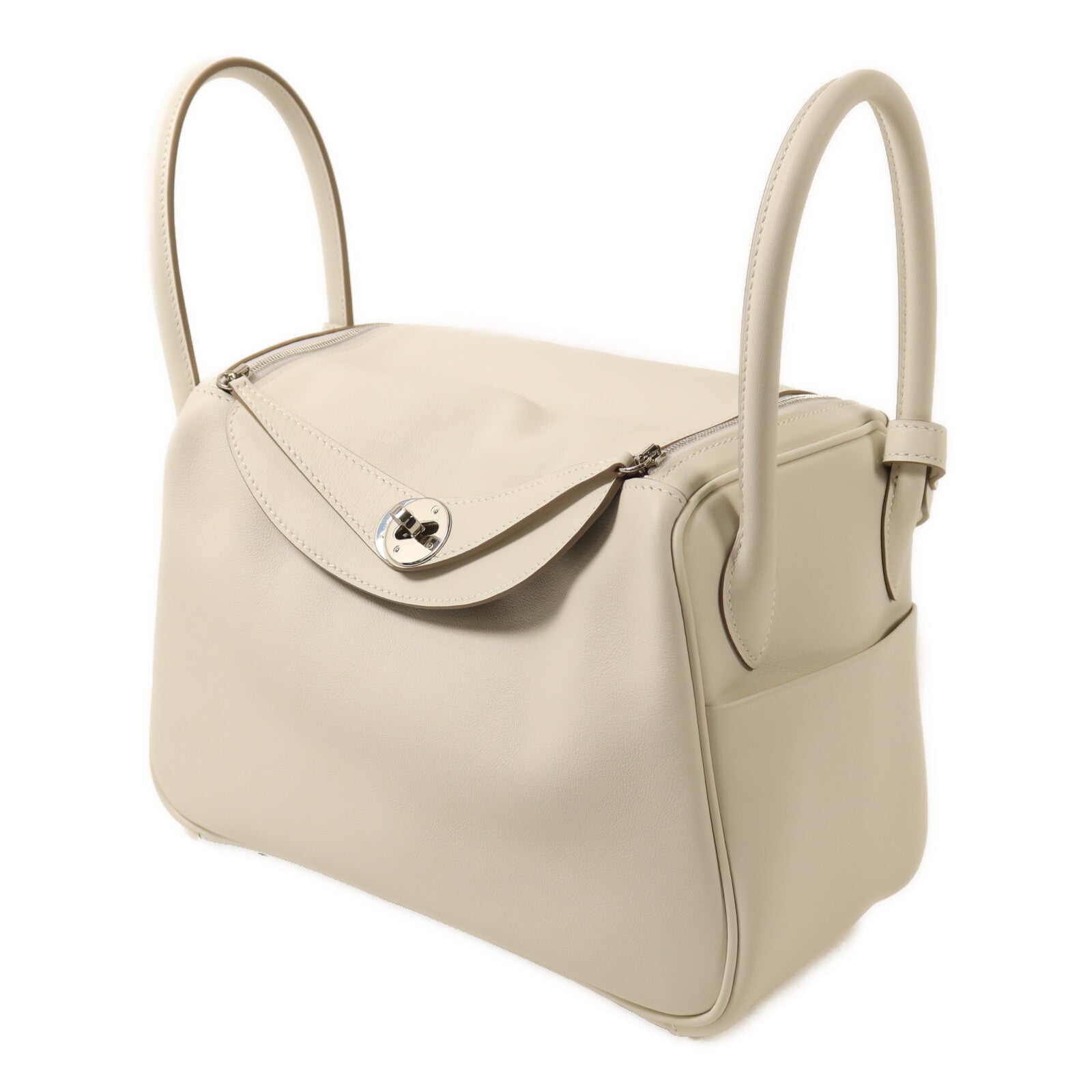 HERMES Swift皮革Lindy 26手挽肩背兩用袋Gris Pale/Gris Meyer