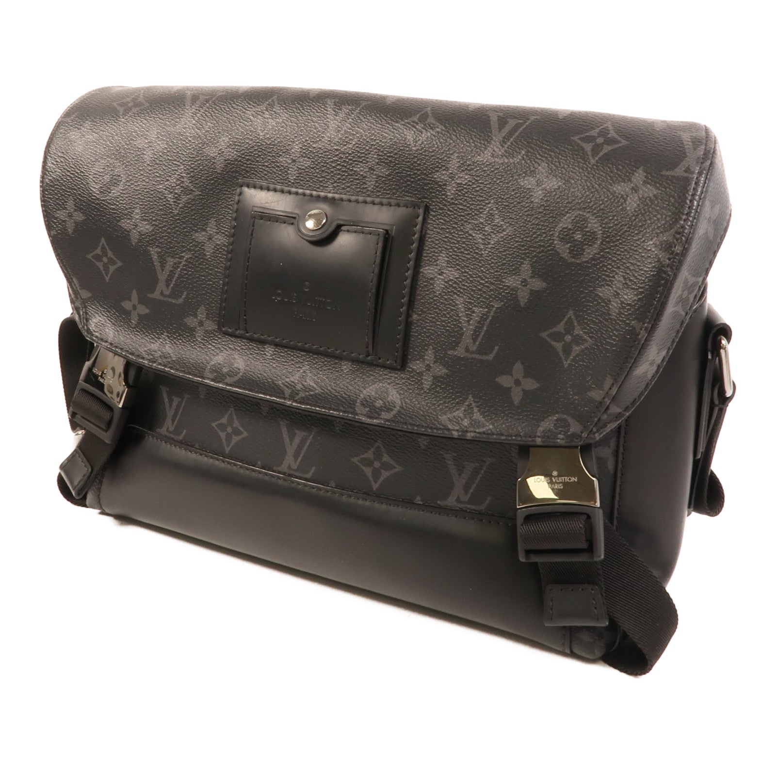 LOUIS VUITTON Monogram Eclipse Messenger PM Voyager銀扣肩背袋