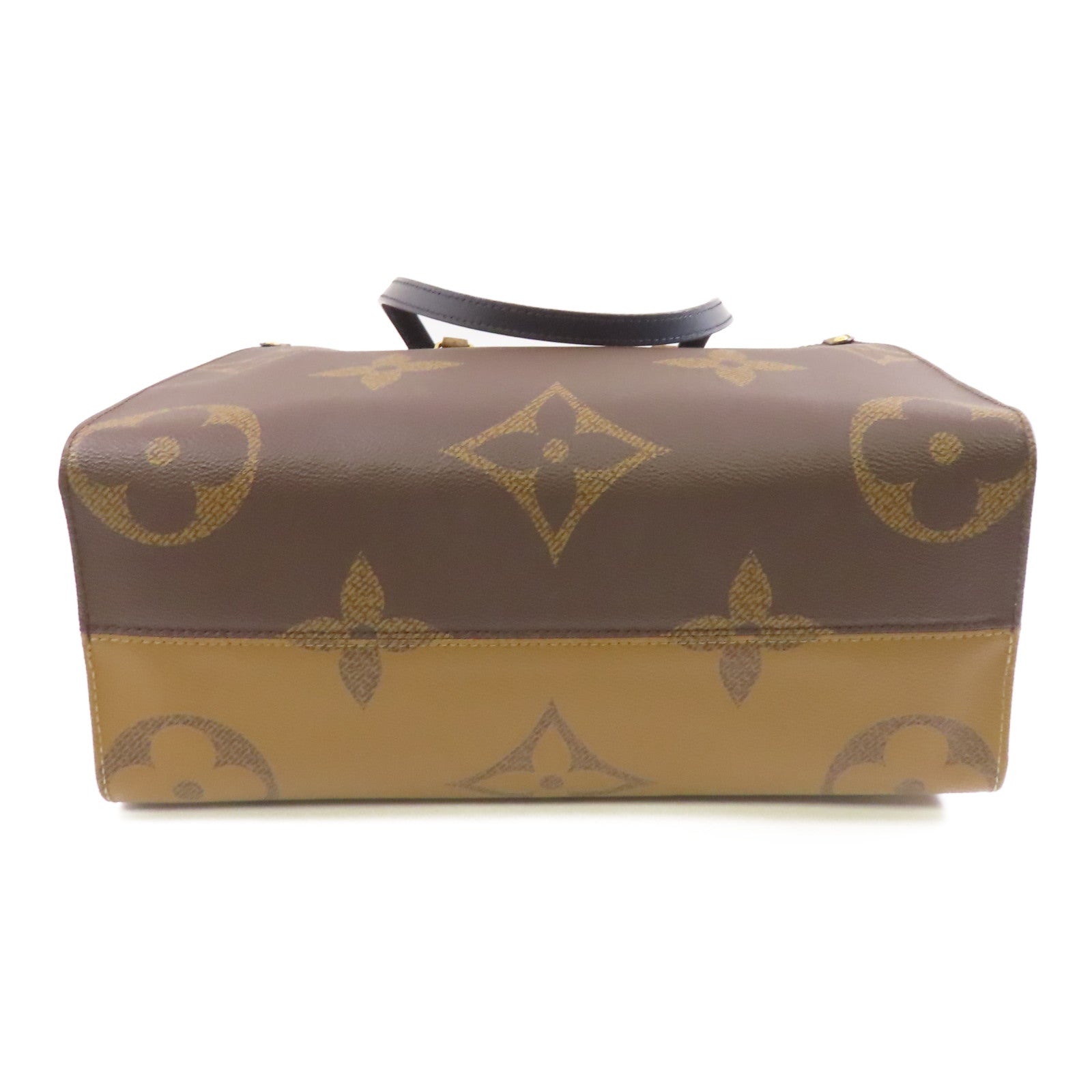 LOUIS VUITTON Monogram/Monogram Reverse On The Go MM金扣手挽肩背兩用袋啡色