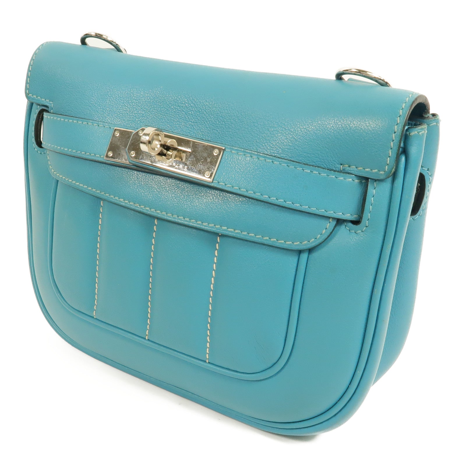 HERMES Swift皮革Berline Mini肩背袋Blue Paon