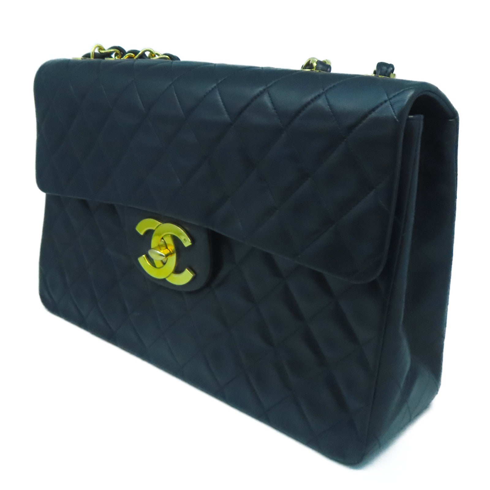 CHANEL 【激減優惠】菱格牛皮皮革Chain Shoulder金扣鏈帶肩背袋黑色