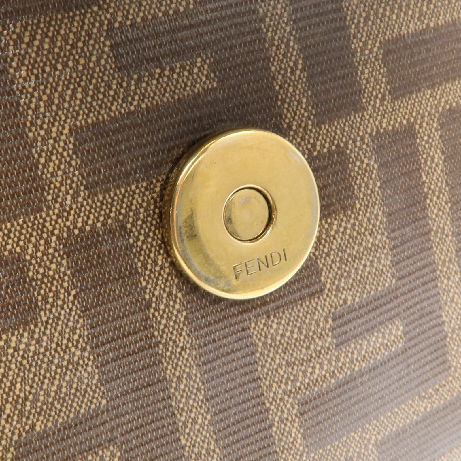 FENDI 塗層帆布/牛皮皮革Double F Shoulder Bag金扣手挽肩背兩用袋