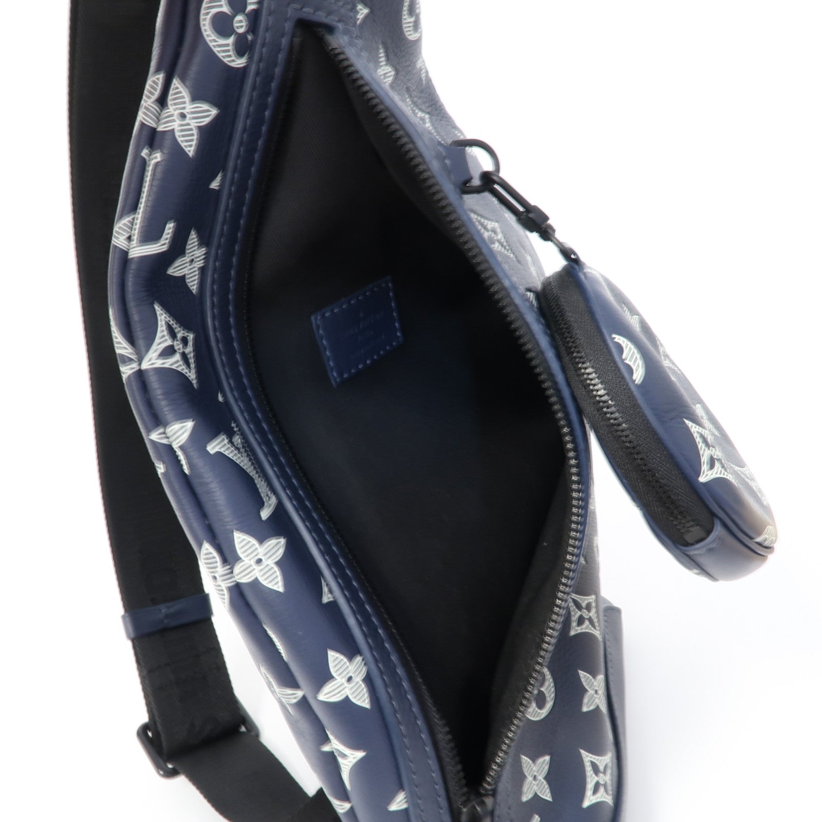 LOUIS VUITTON Monogram Duo Slingbag肩背袋深藍色