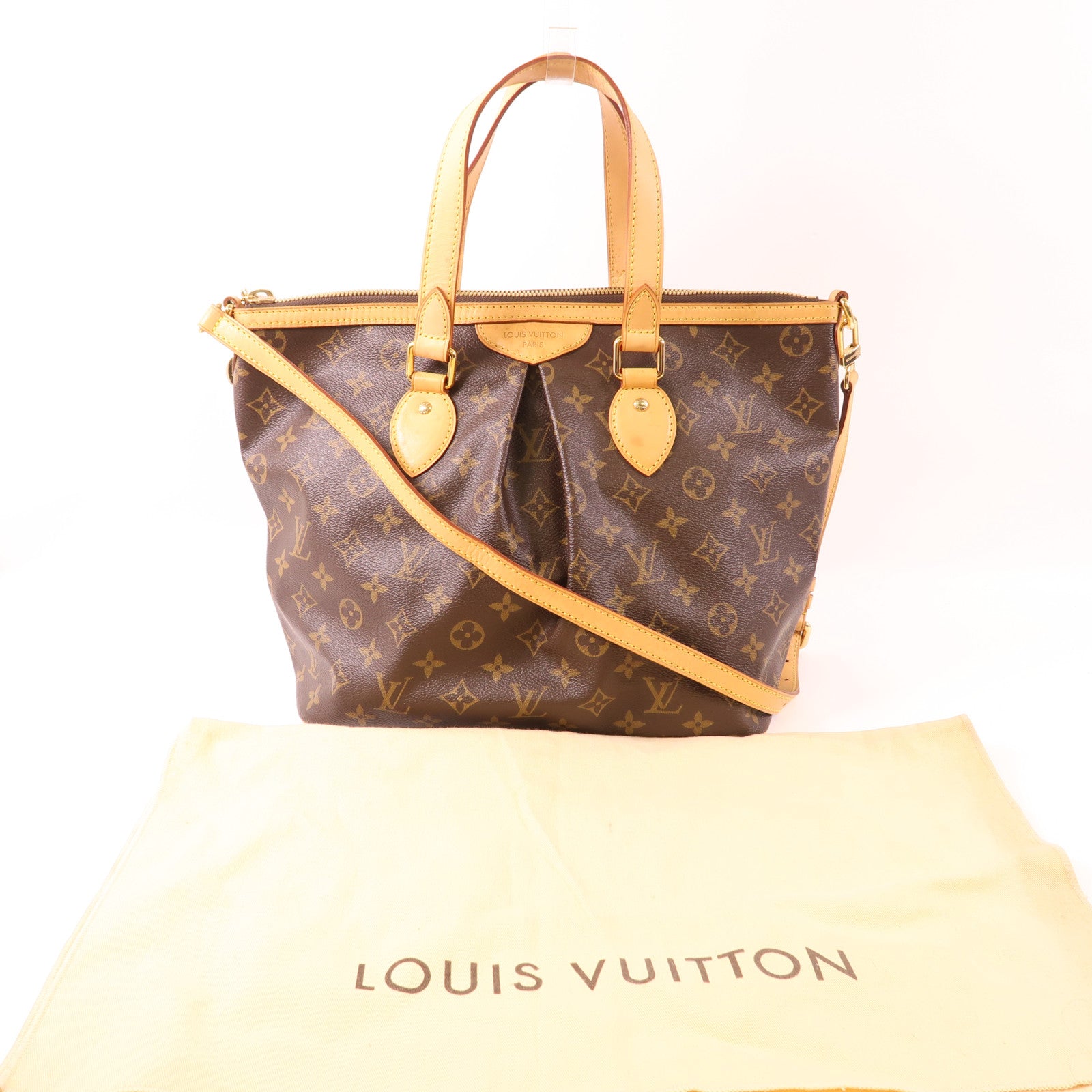 LOUIS VUITTON Monogram Palermo PM金扣手挽肩背兩用袋棕色