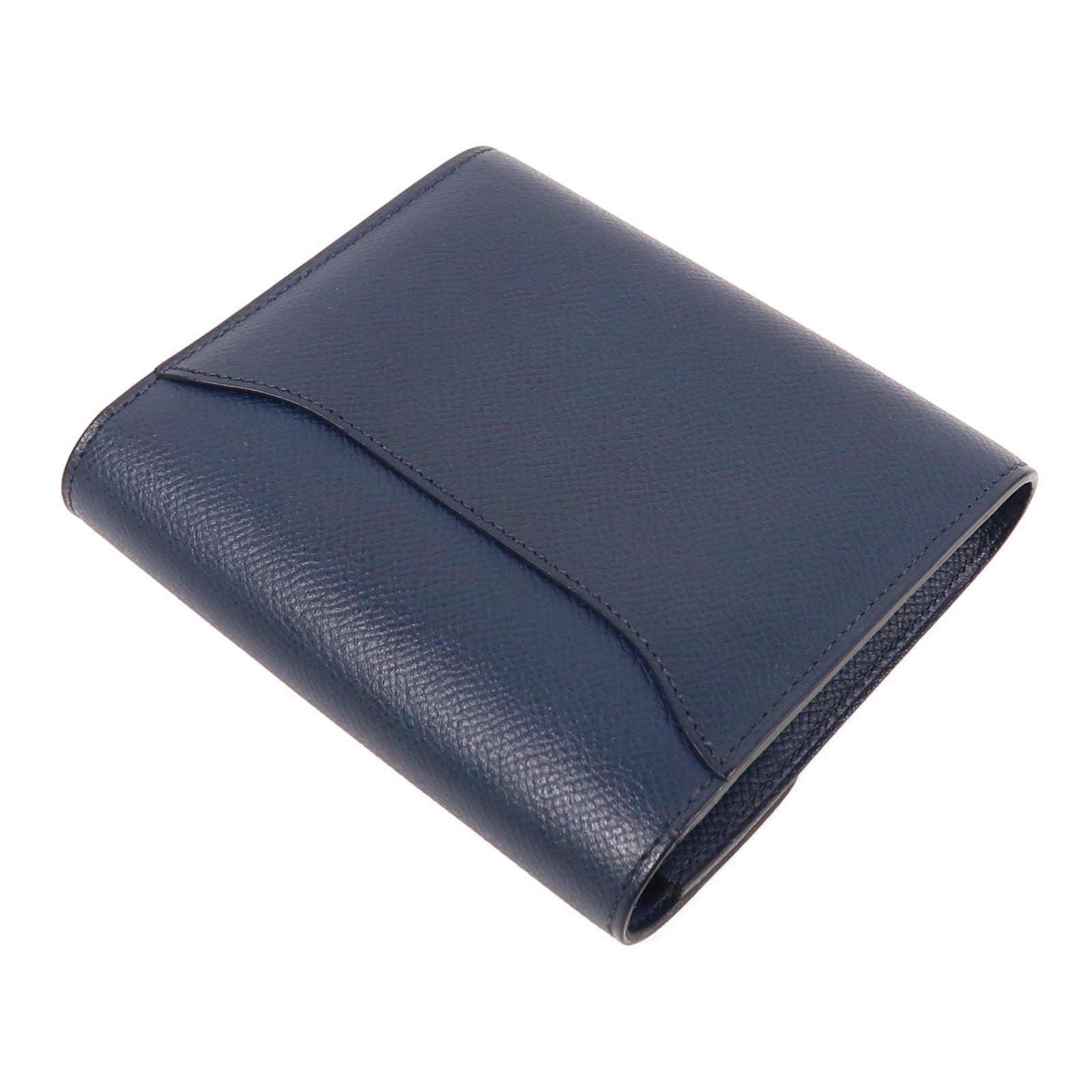 HERMES Epsom皮革Constance Compact Wallet金扣錢包Bleu Saphir