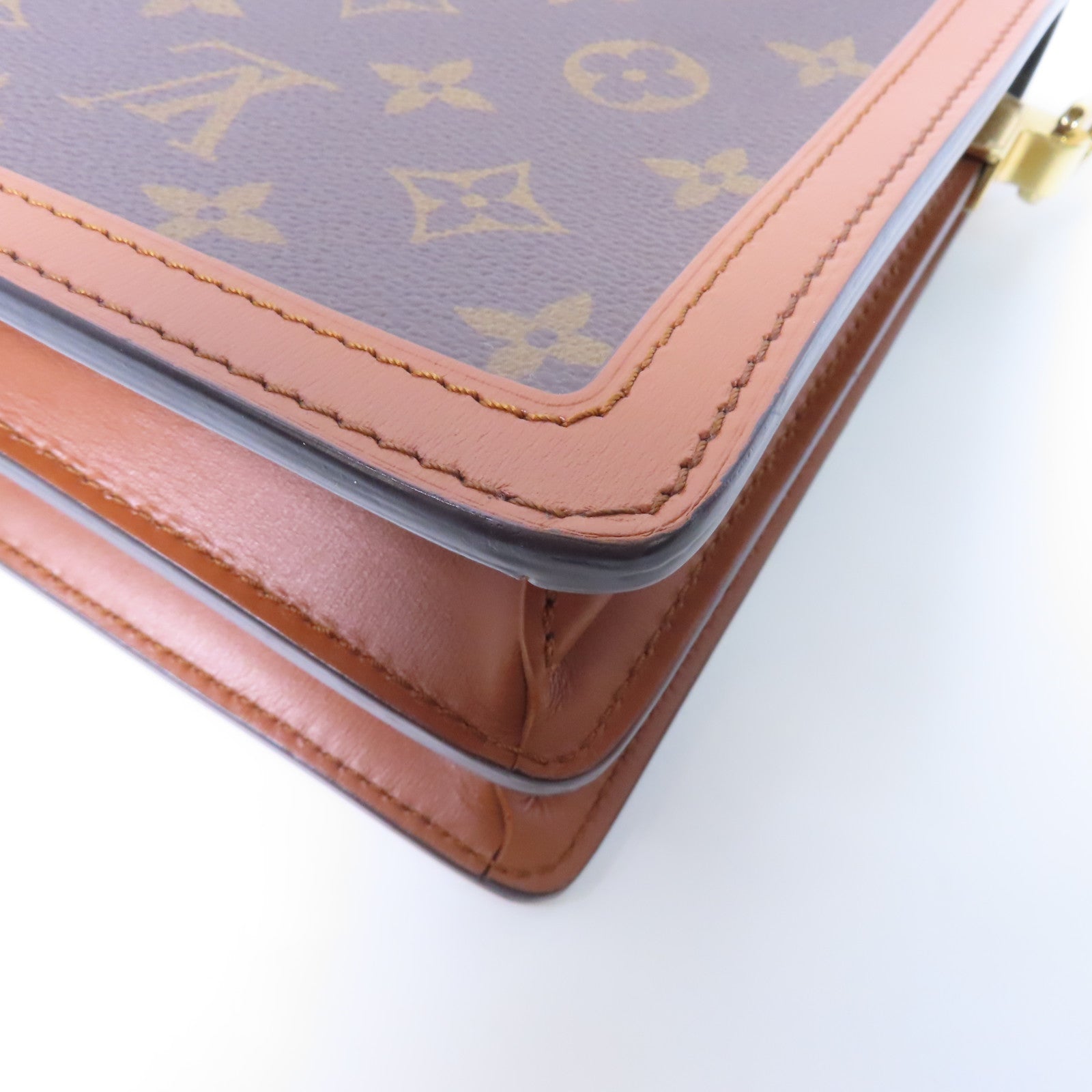 LOUIS VUITTON Monogram Dauphine MM金扣鏈帶手挽肩背兩用袋啡色