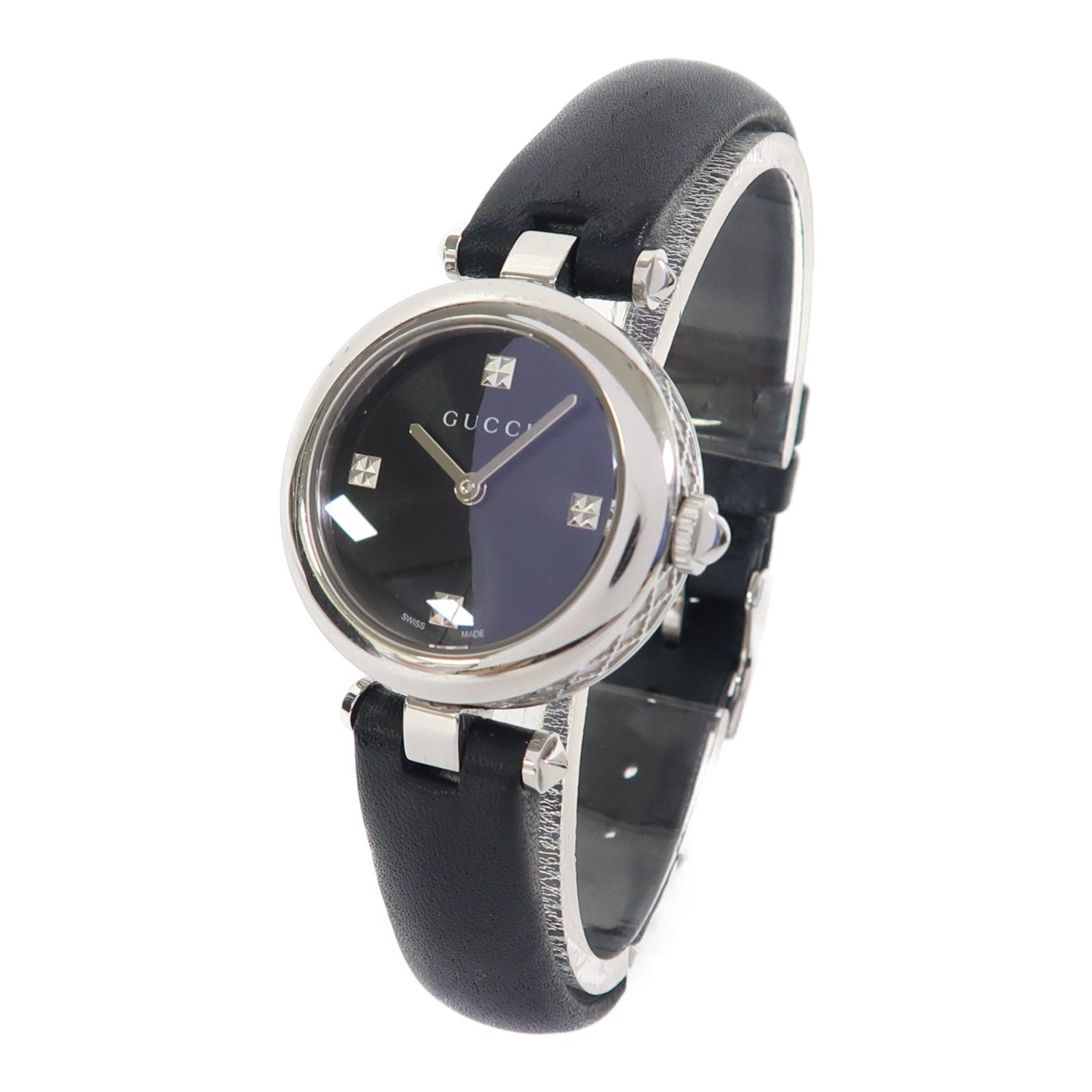 GUCCI Diamantissima Watch不鏽鋼手錶石英機芯黑色