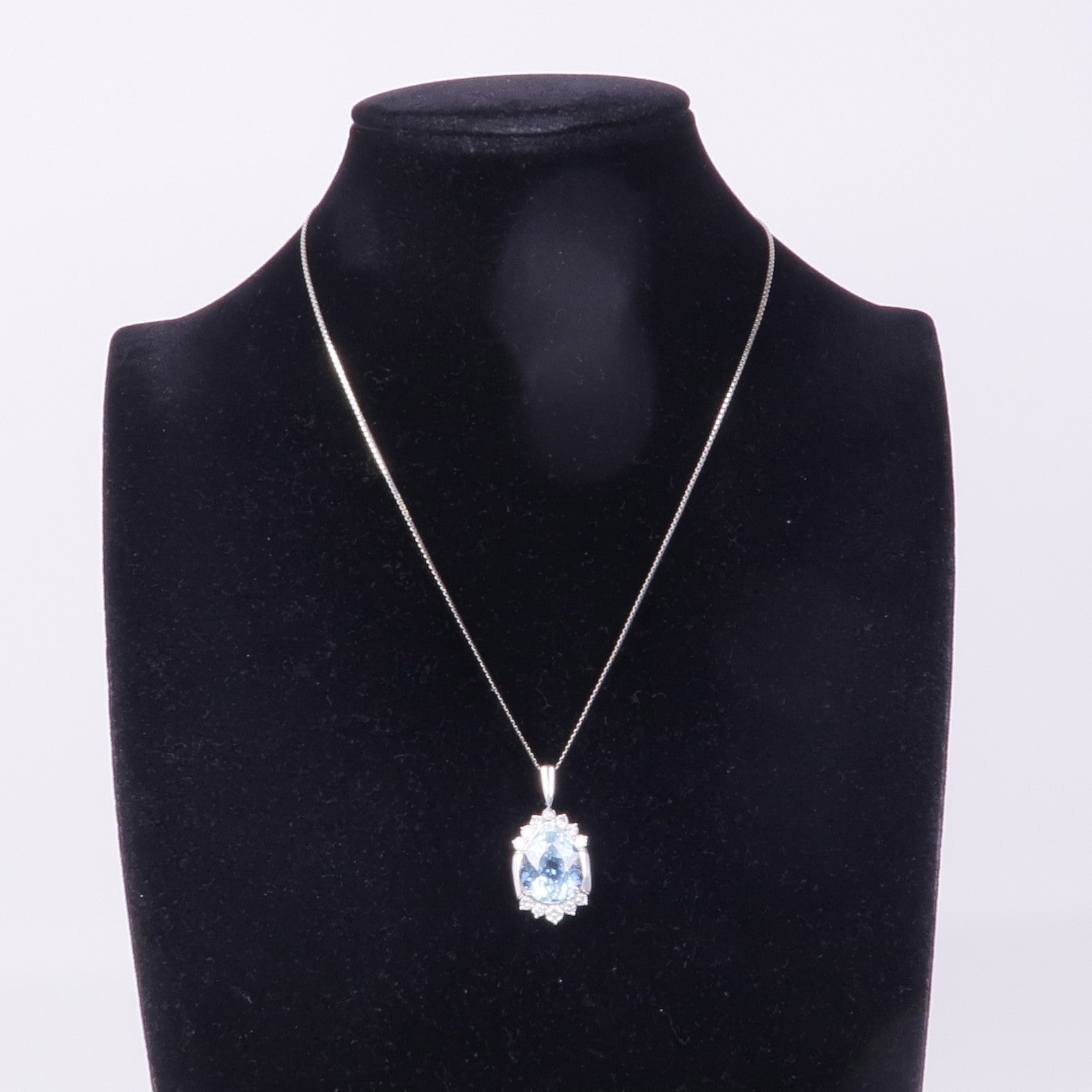 JEWELRY PT900/PT850鉑金Aquamarine Diamond Necklace藍晶/鑽石項鍊