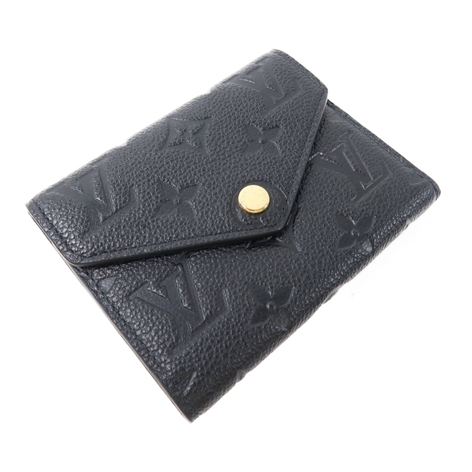 LOUIS VUITTON Monogram Empreinte Victorine Wallet金扣三摺錢包黑色