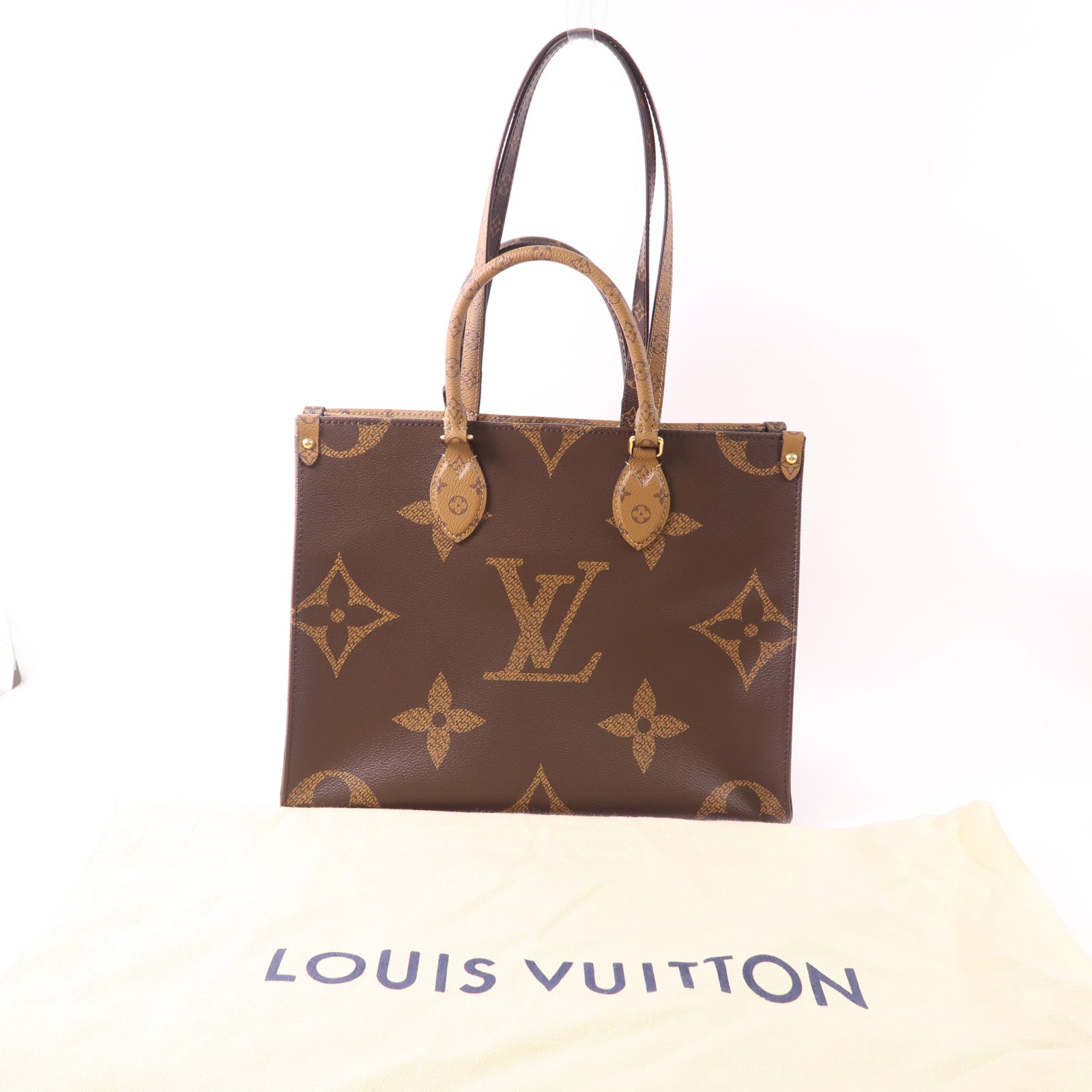 LOUIS VUITTON Monogram Giant On The Go MM金扣手挽肩背兩用袋