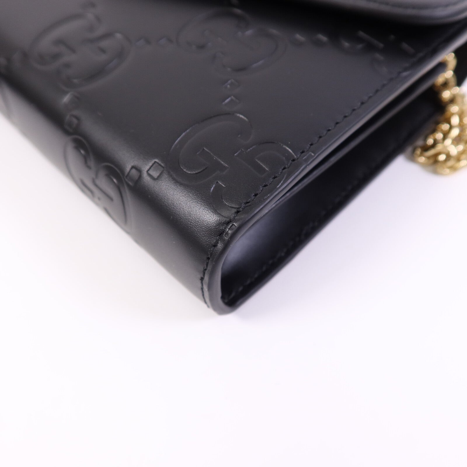 GUCCI 【激減優惠】牛皮皮革GG Chain Wallet金扣鏈帶肩背袋