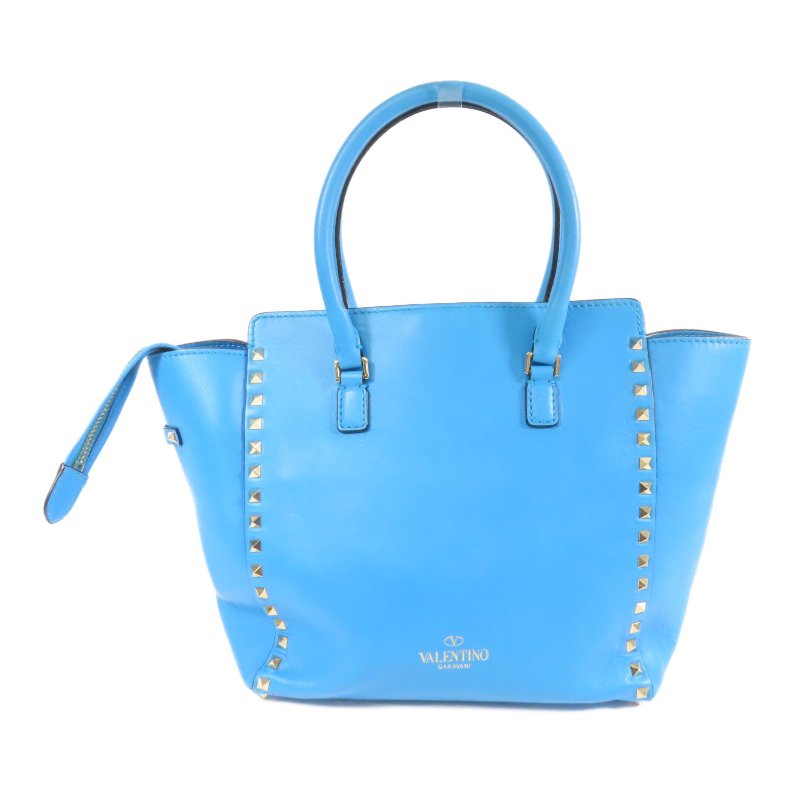 Valentino 【激減優惠】牛皮皮革Shoulder Bag金扣手挽肩背兩用袋藍色