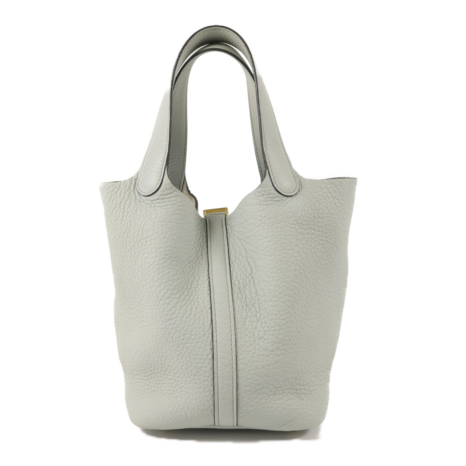 HERMES Clemence皮革Picotin PM手挽袋Bleu Glacier