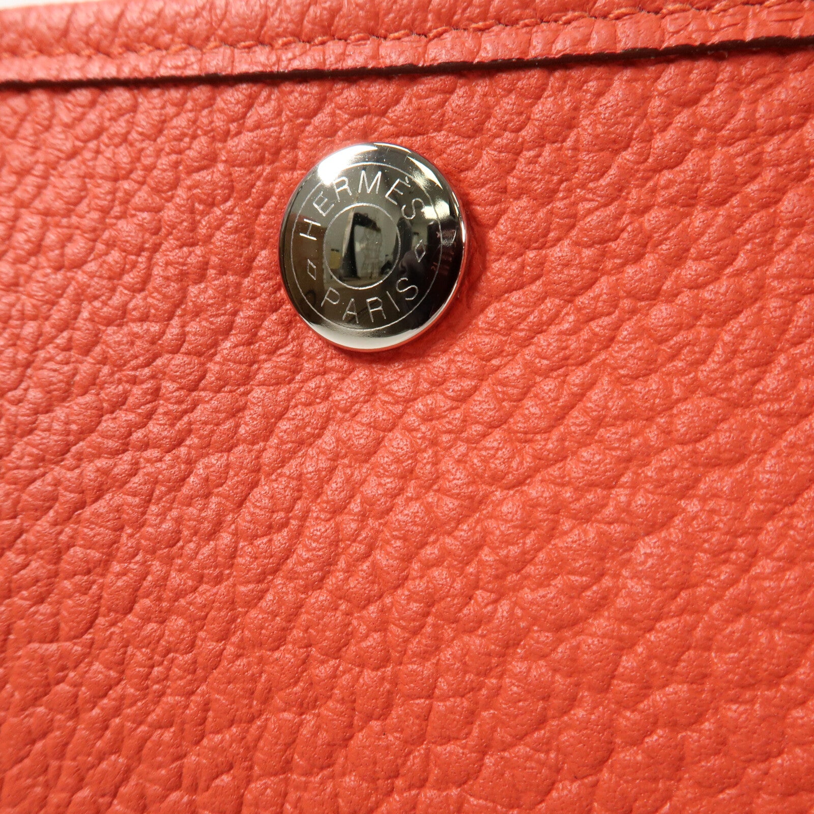 HERMES Country皮革Garden Party TPM銀扣手挽袋Rouge Casaque