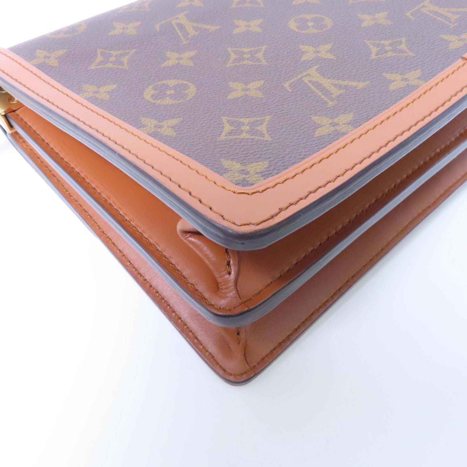 LOUIS VUITTON Monogram Dauphine MM金扣鏈帶手挽肩背兩用袋啡色