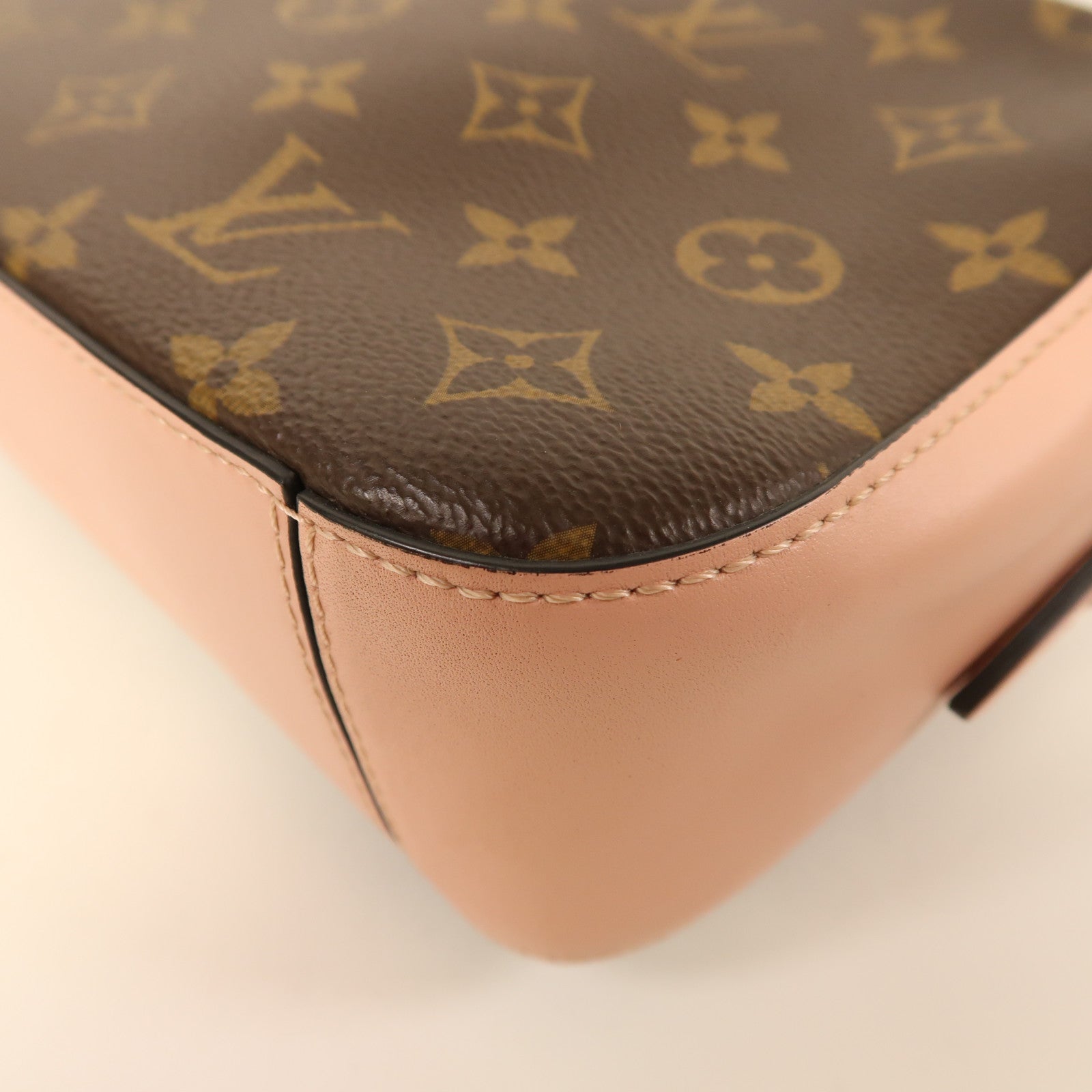 LOUIS VUITTON 【激減優惠】Monogram Saintonge金扣手挽肩背兩用袋粉紅色/啡色