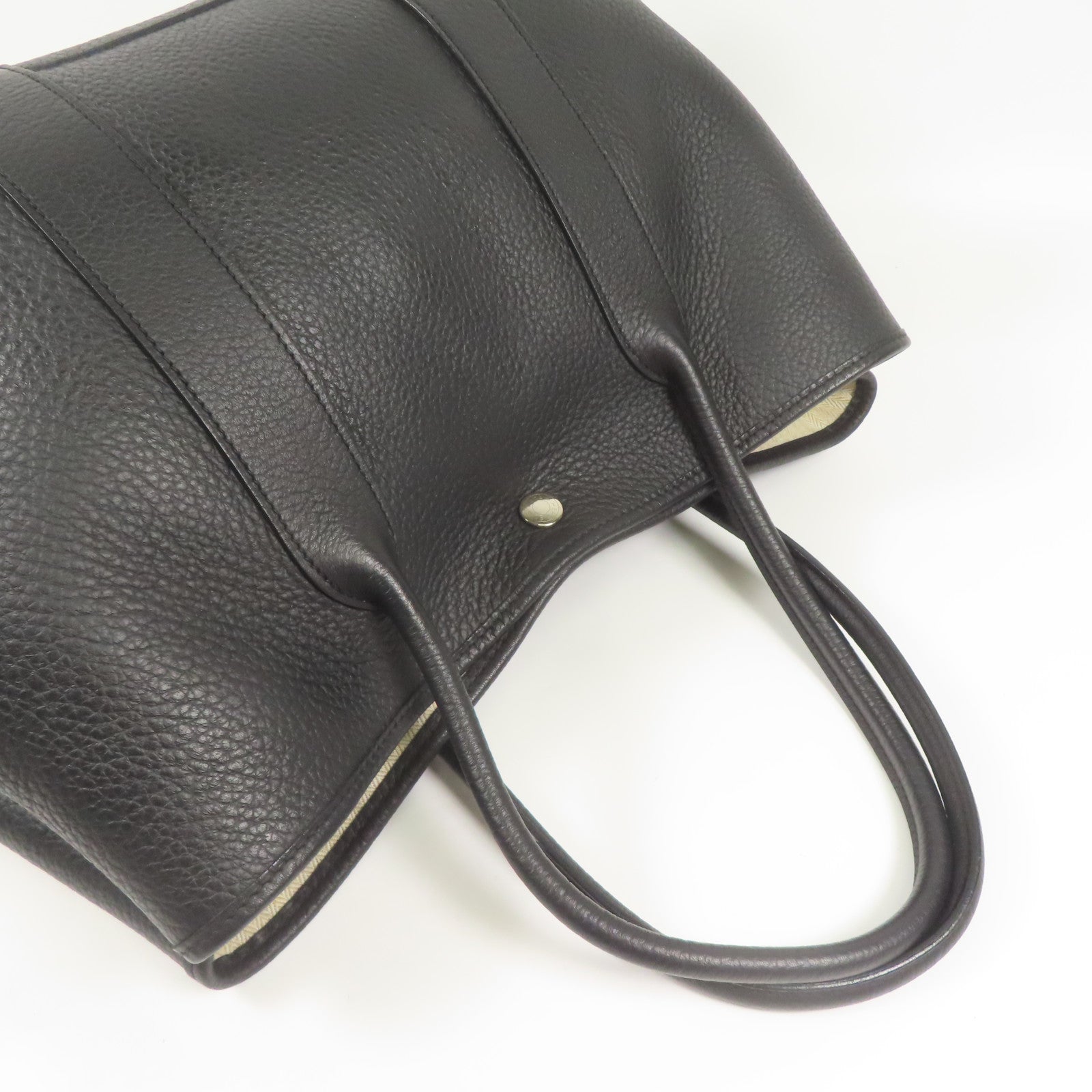 HERMES Negonda皮革GardenParty PM銀扣手挽袋Black
