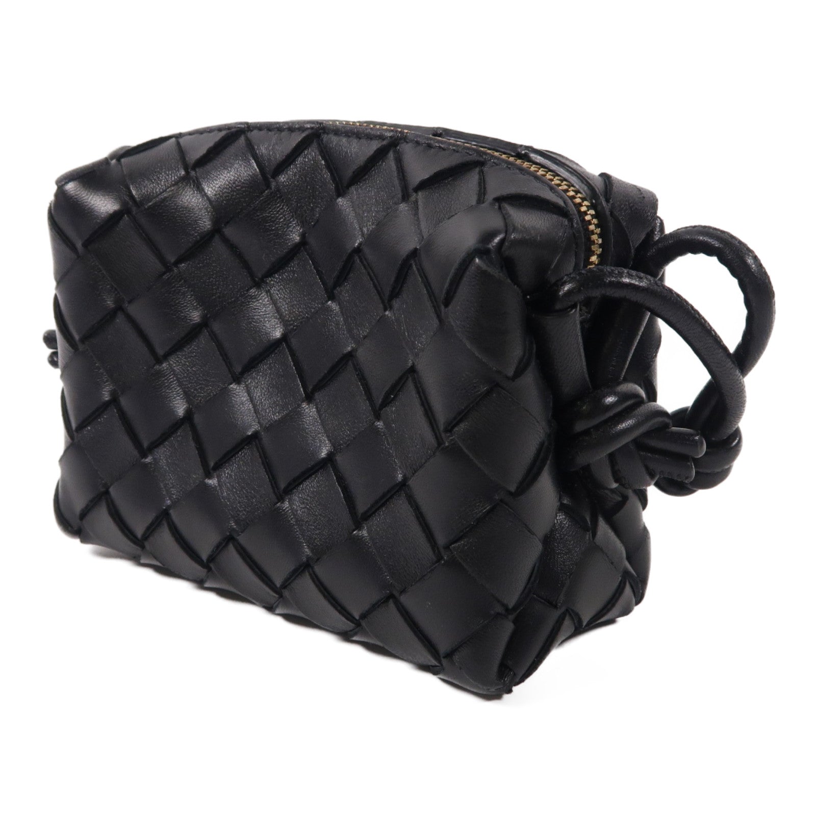 BOTTEGA VENETA 【激減優惠】羊皮皮革Shoulder Bag金扣肩背袋黑色