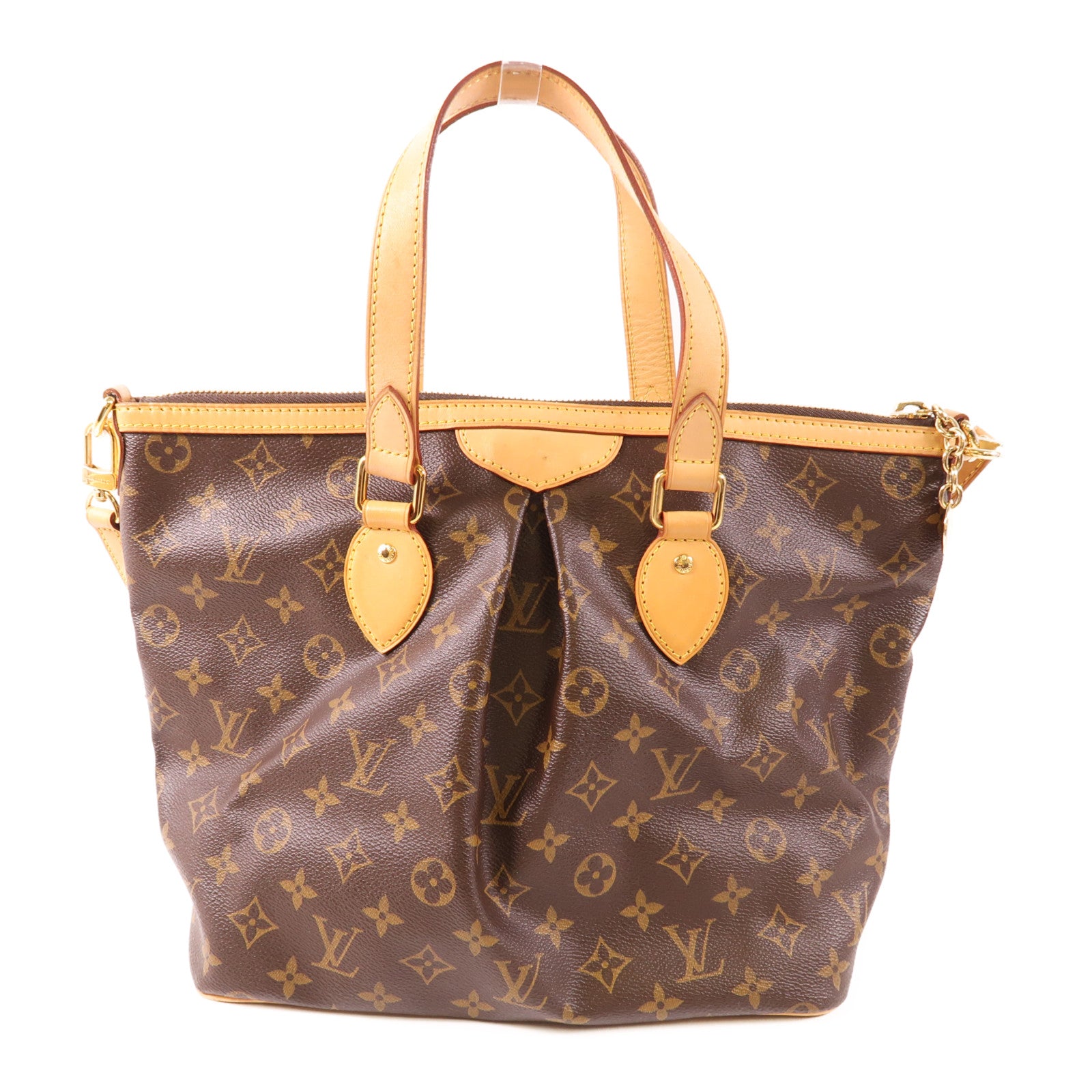 LOUIS VUITTON Monogram Palermo PM金扣手挽肩背兩用袋棕色