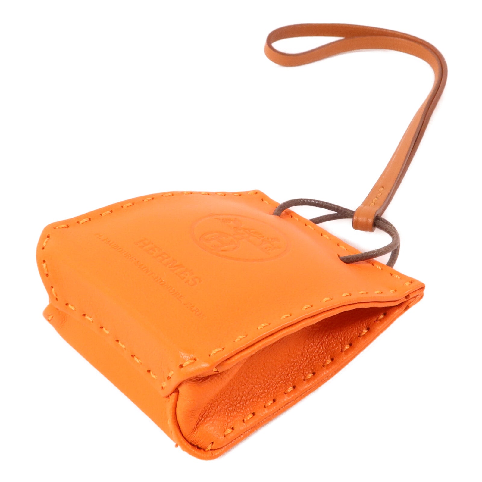 HERMES Milo/Swift皮革Sac Orange Bag Charm掛飾Orange