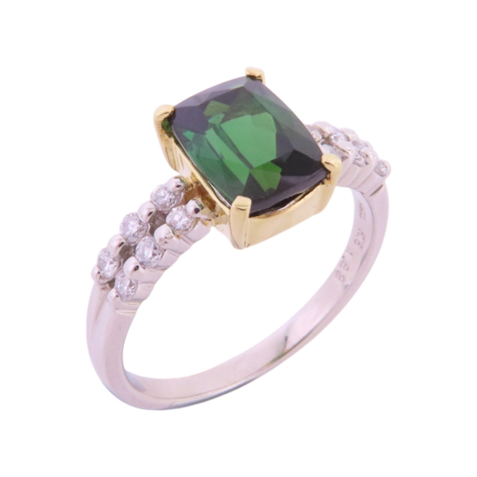 JEWELRY PT900鉑金/18K黃金/碧璽石/鑽石Tourmaline  Diamond Ring戒指US#6