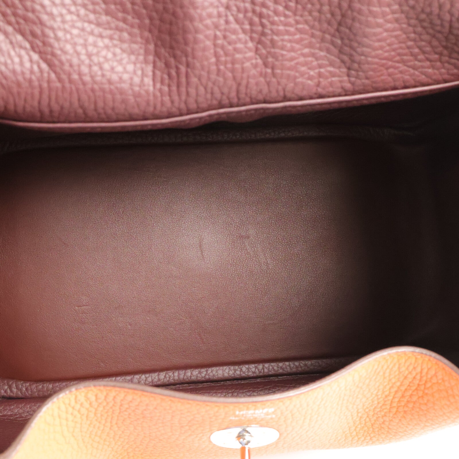 HERMES Clemence皮革Lindy 26手挽肩背兩用袋Orange Poppy/Bordeau