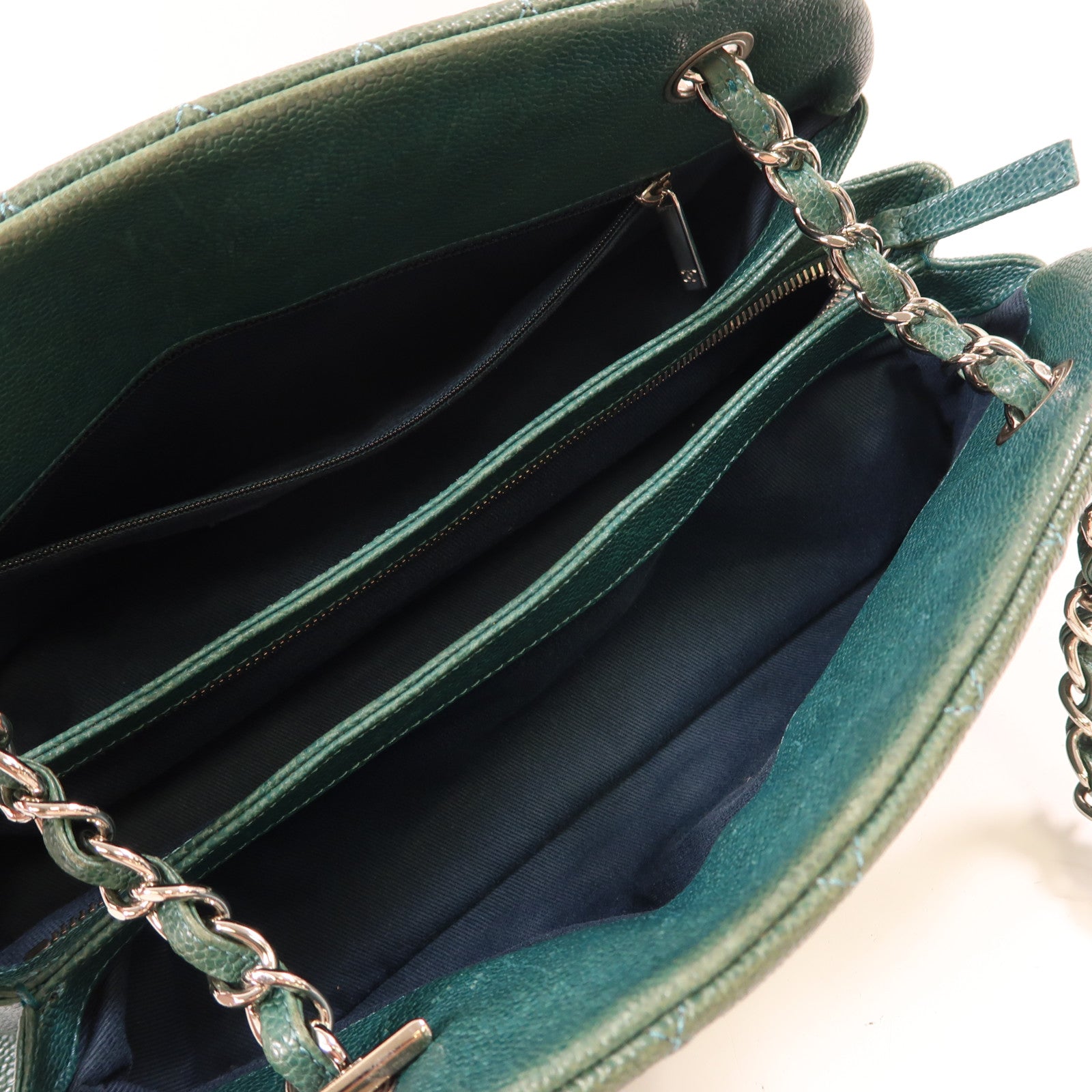 CHANEL 牛皮皮革Chain Shoulder銀扣鏈帶肩背袋