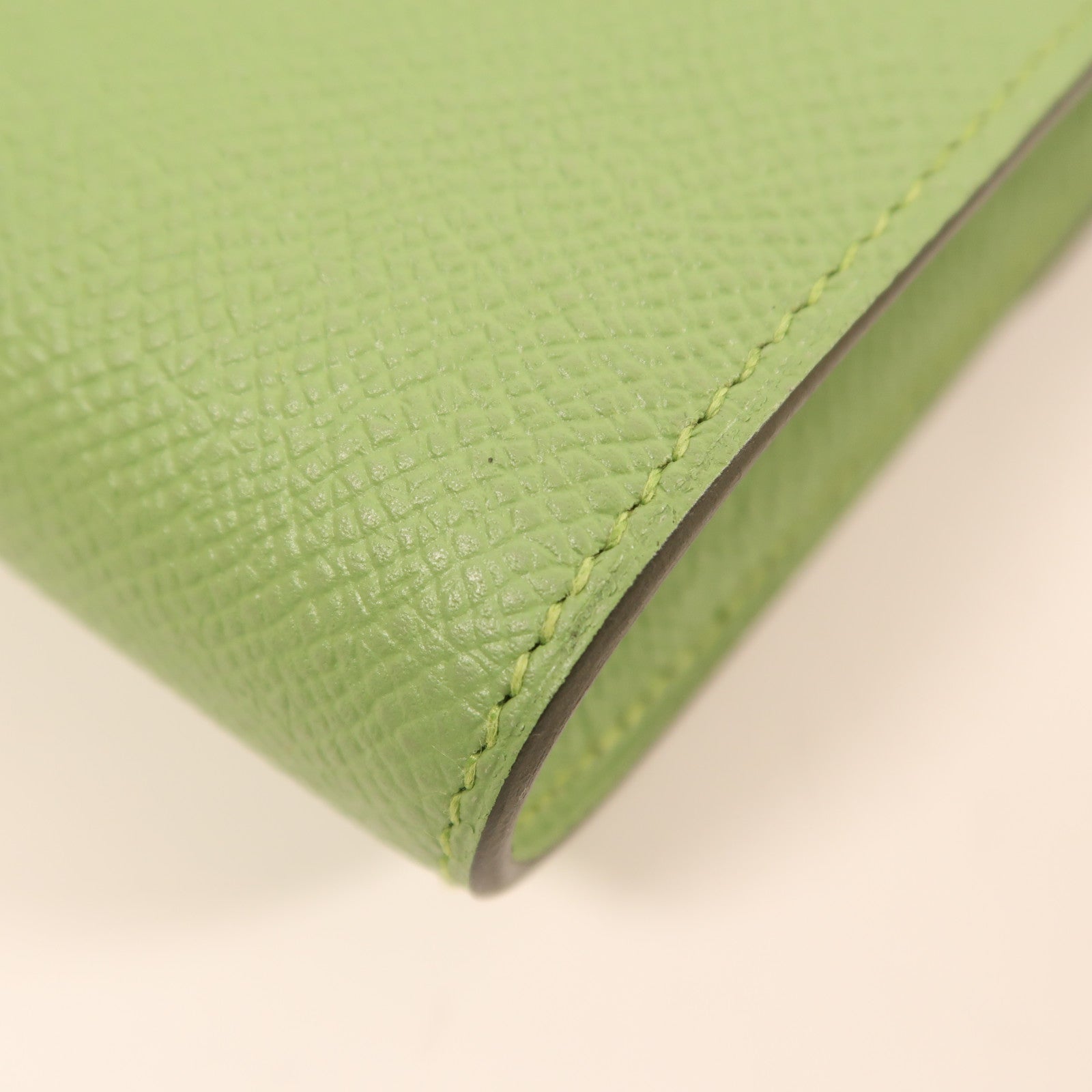 HERMES Epsom皮革Constance Slim金扣錢包Vert Criquet