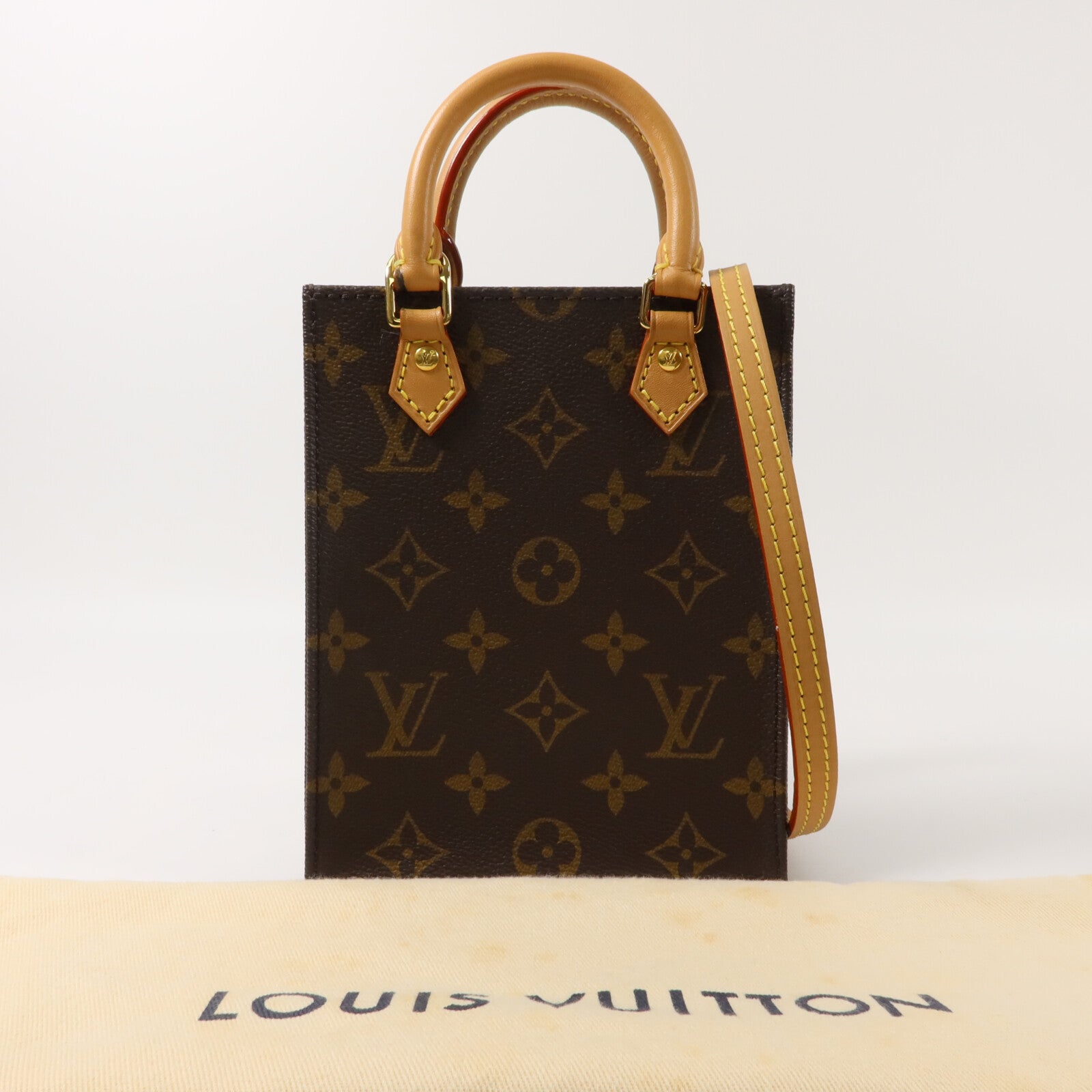 LOUIS VUITTON Monogram Petit Sac Plat手挽肩背兩用袋