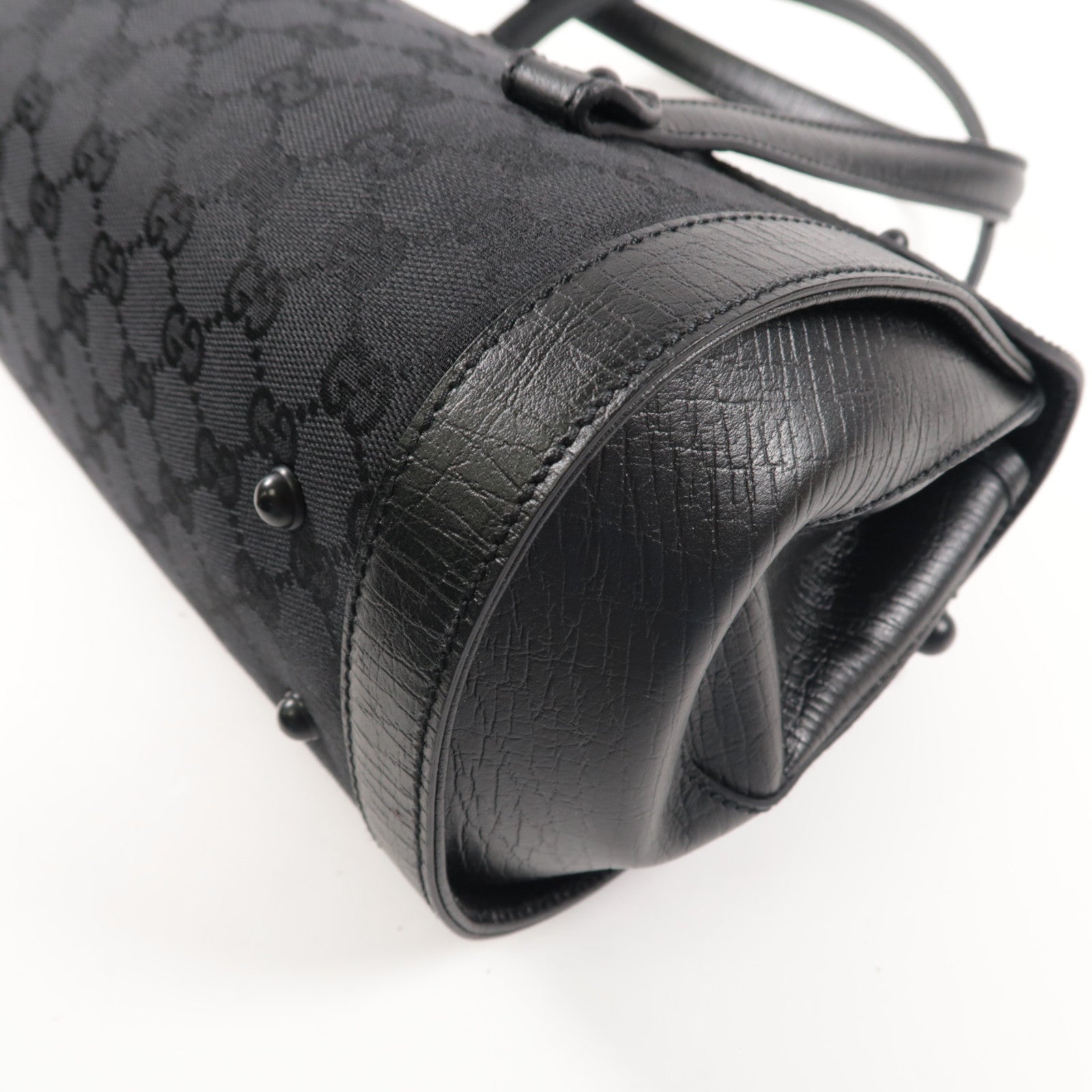 GUCCI 帆布Bamboo Bullet黑扣肩背袋黑色