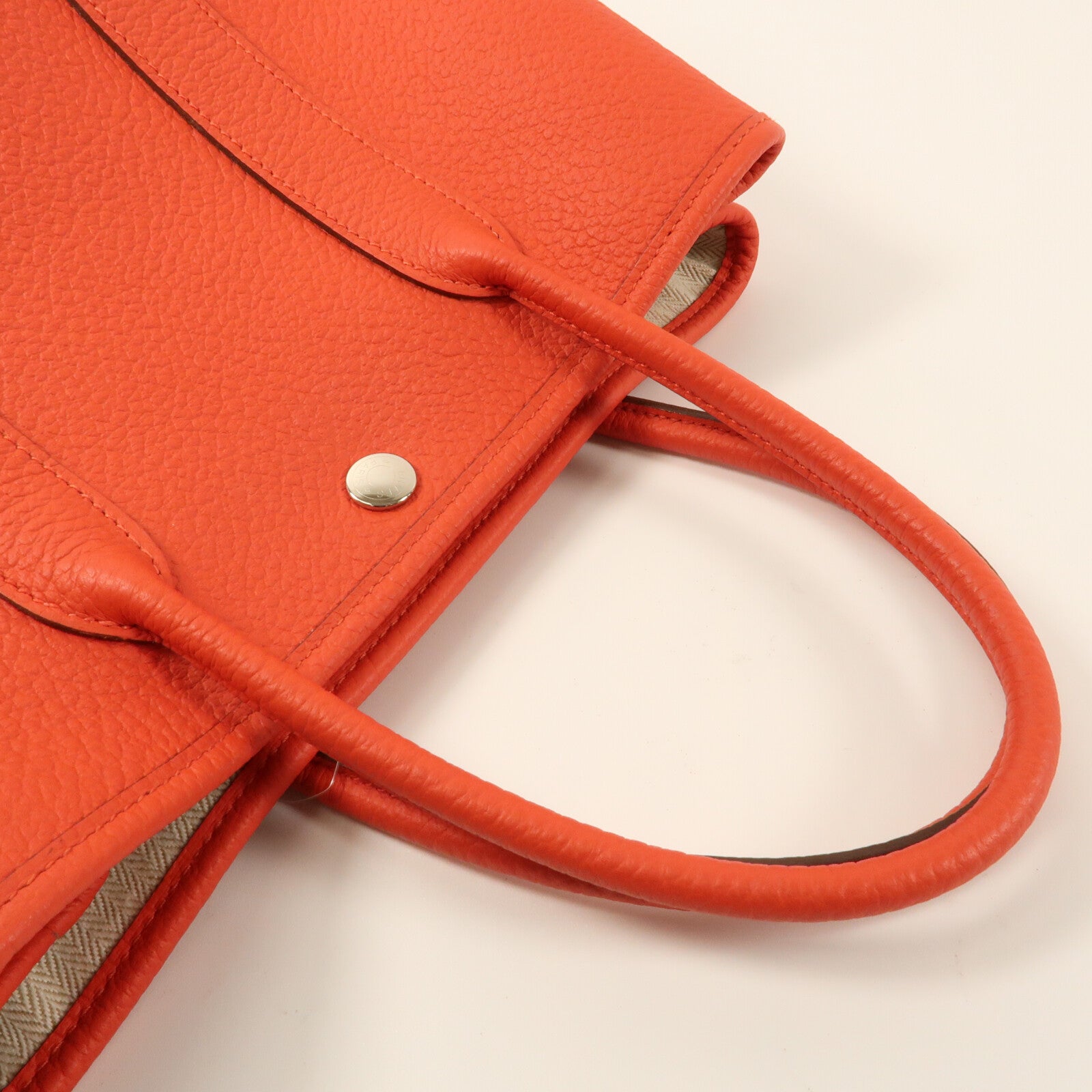 HERMES Country皮革Garden Party TPM銀扣手挽袋Rouge Casaque