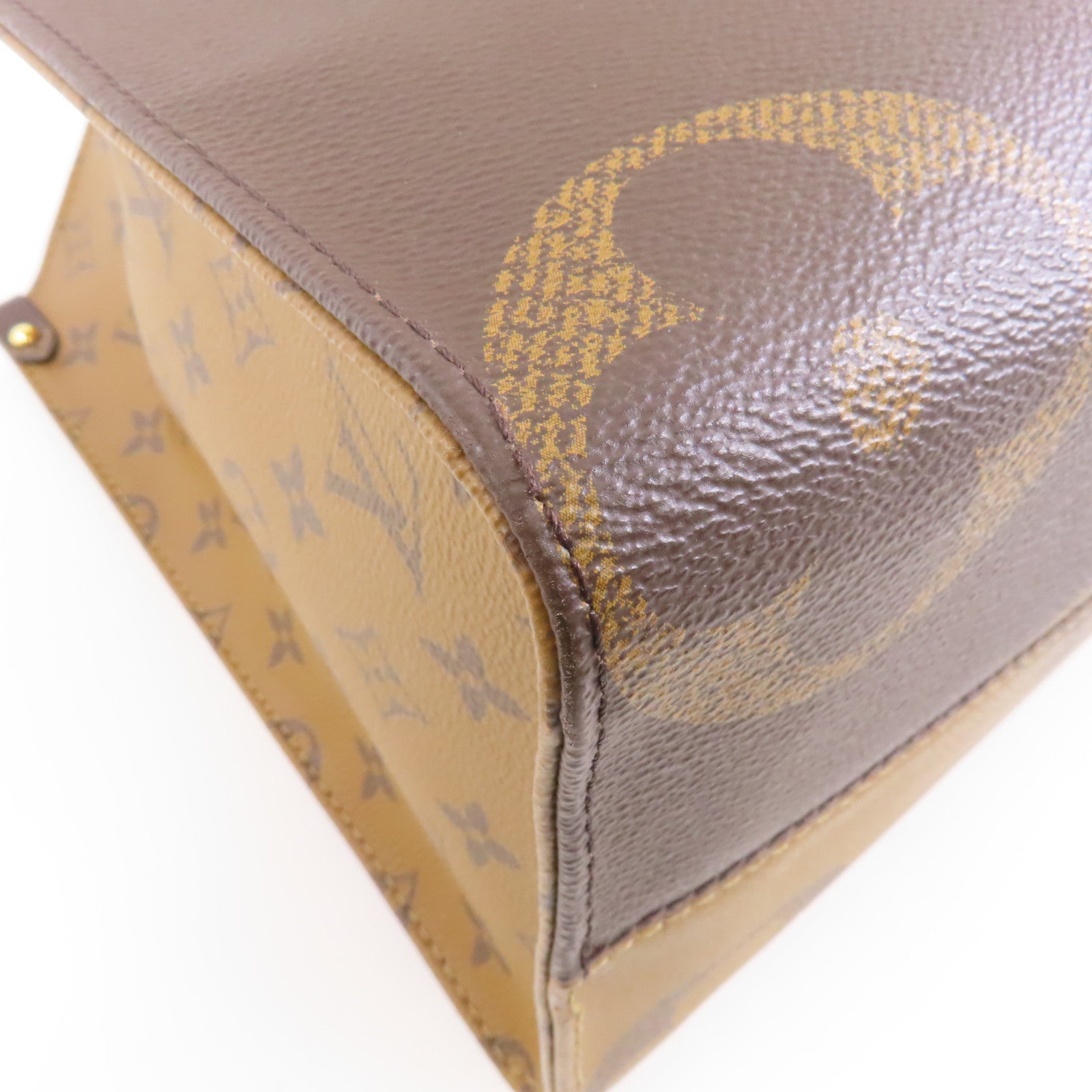 LOUIS VUITTON Monogram/Monogram Reverse On The Go MM金扣手挽肩背兩用袋啡色
