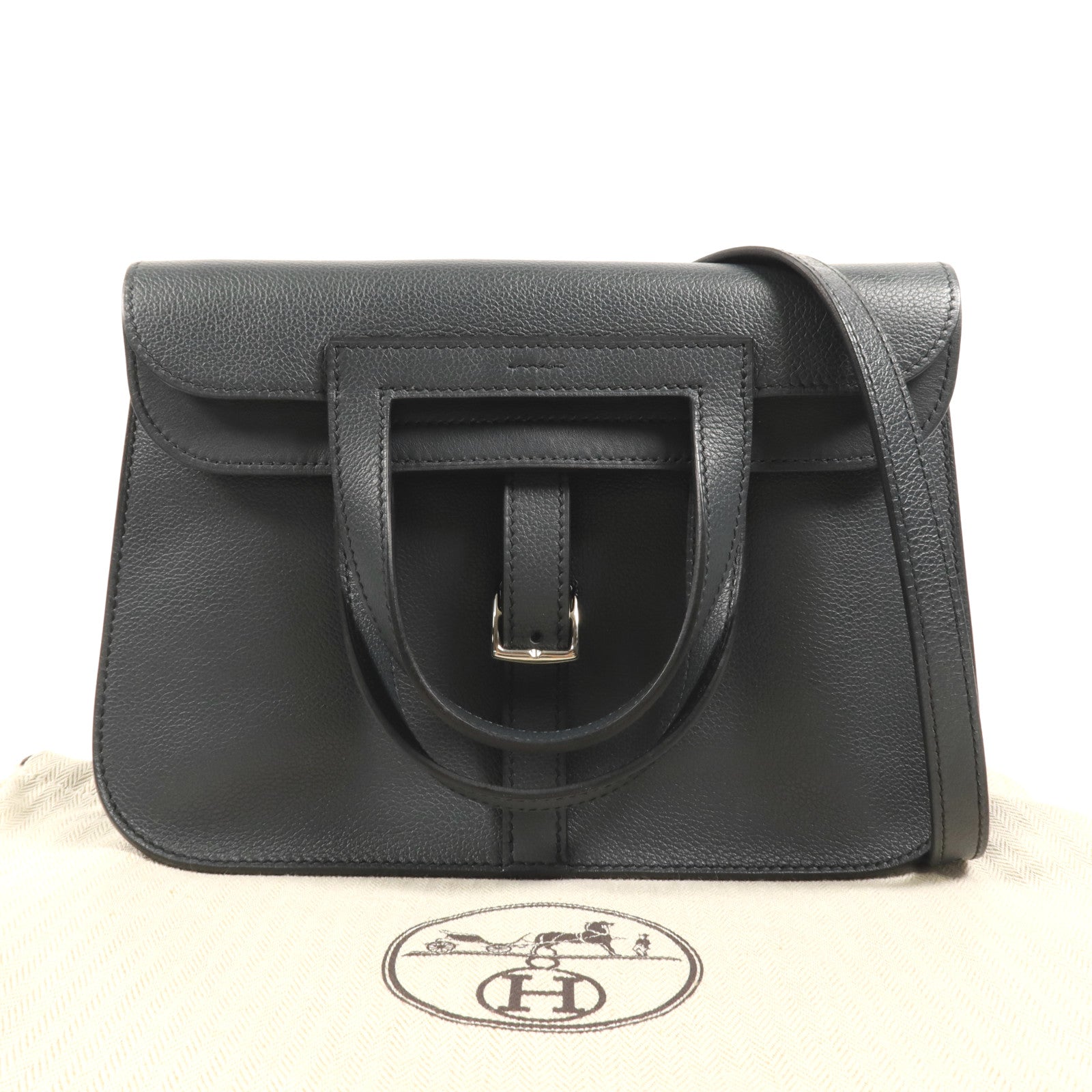 HERMES Evercolor皮革Halzan 25銀扣手挽肩背兩用袋