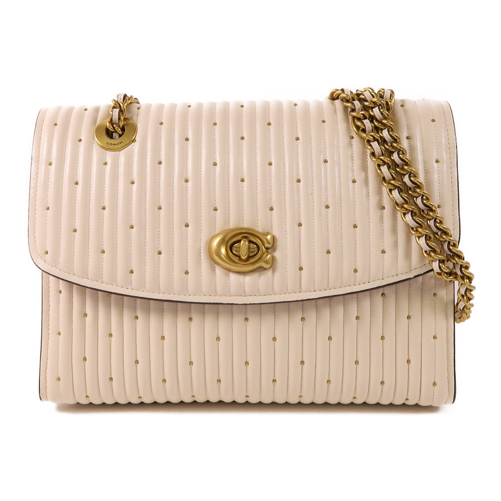 COACH 羊皮皮革Chain Shoulder Bag金扣鏈帶肩背袋