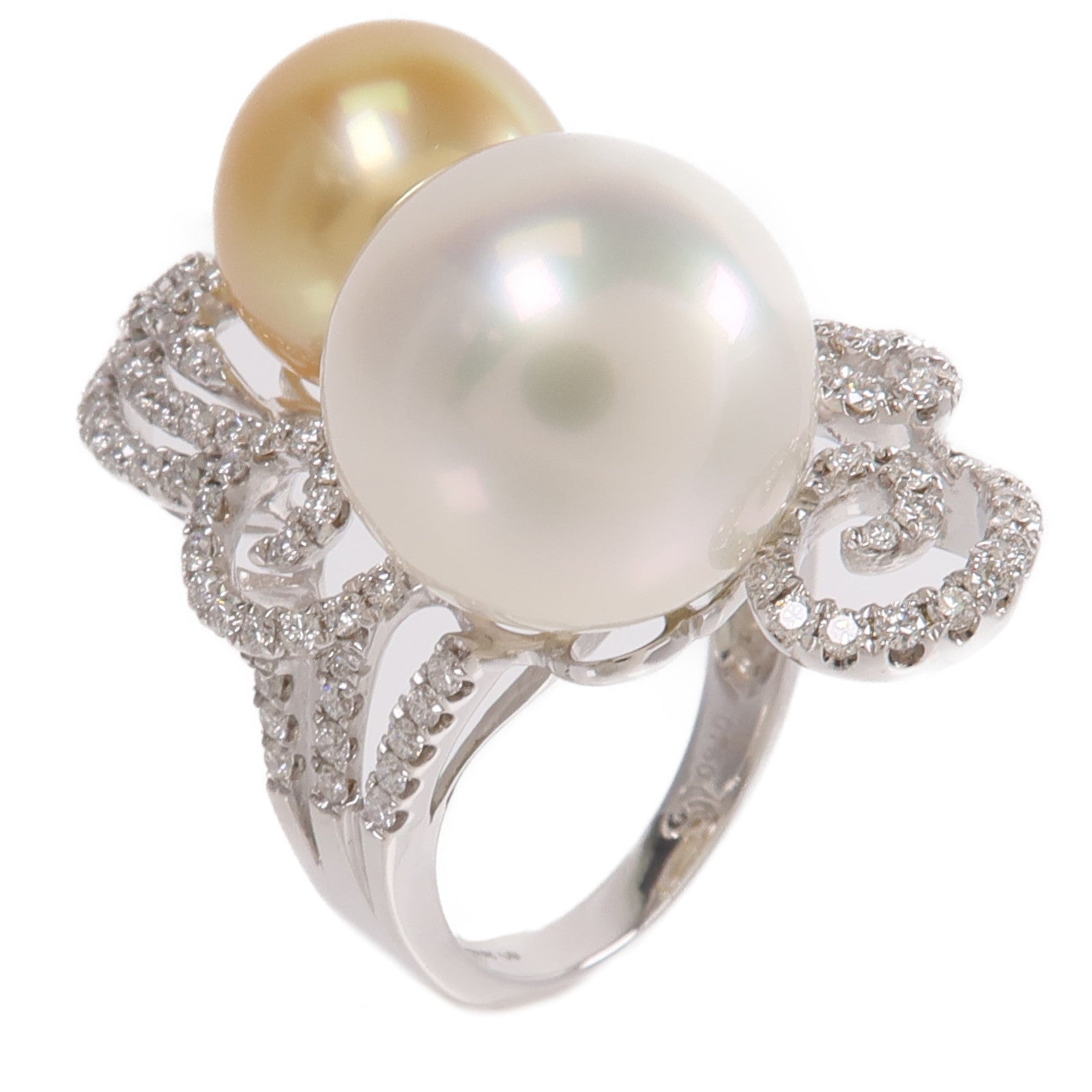 JEWELRY 18K白金Pearl Diamond Ring珍珠/鑽石戒指