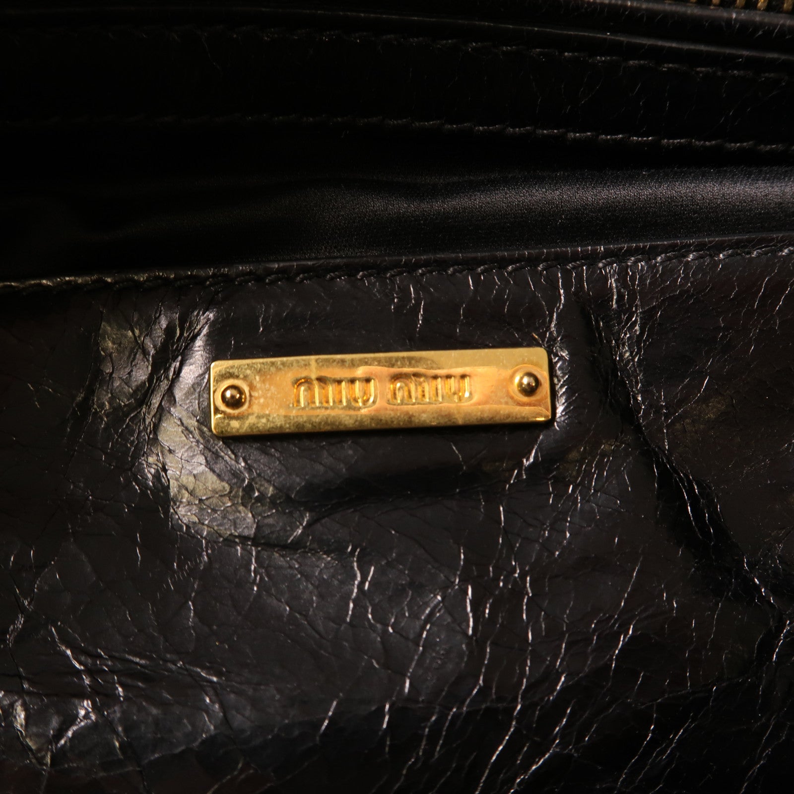 Miu Miu 牛皮皮革Shoulder Bag金扣手挽肩背兩用袋黑色