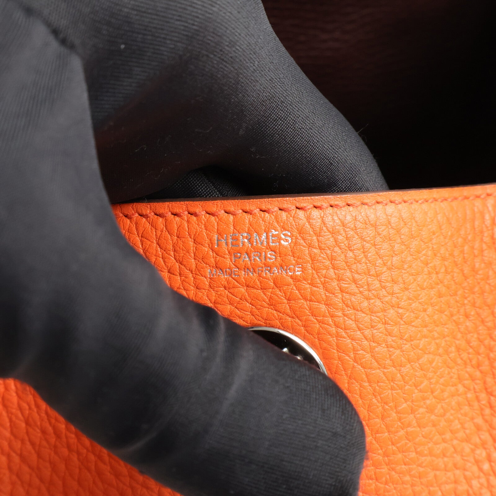HERMES Clemence皮革Lindy 26手挽肩背兩用袋Orange Poppy/Bordeau