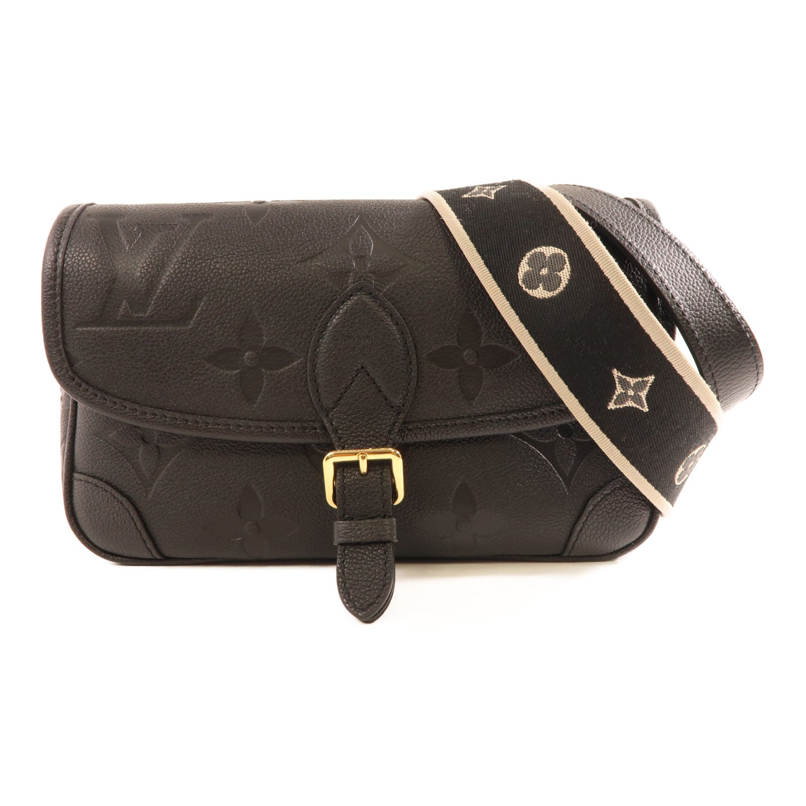 LOUIS VUITTON Monogram Empreinte Diane金扣肩背袋黑色
