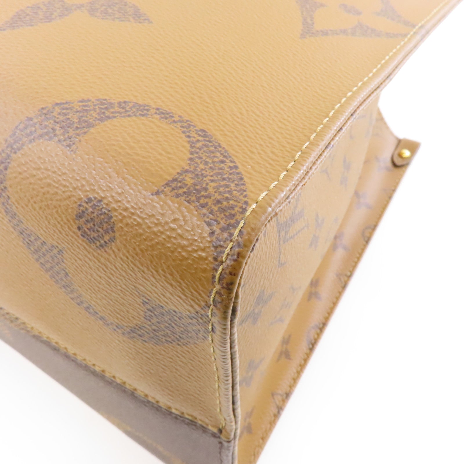 LOUIS VUITTON Monogram/Monogram Reverse On The Go MM金扣手挽肩背兩用袋啡色