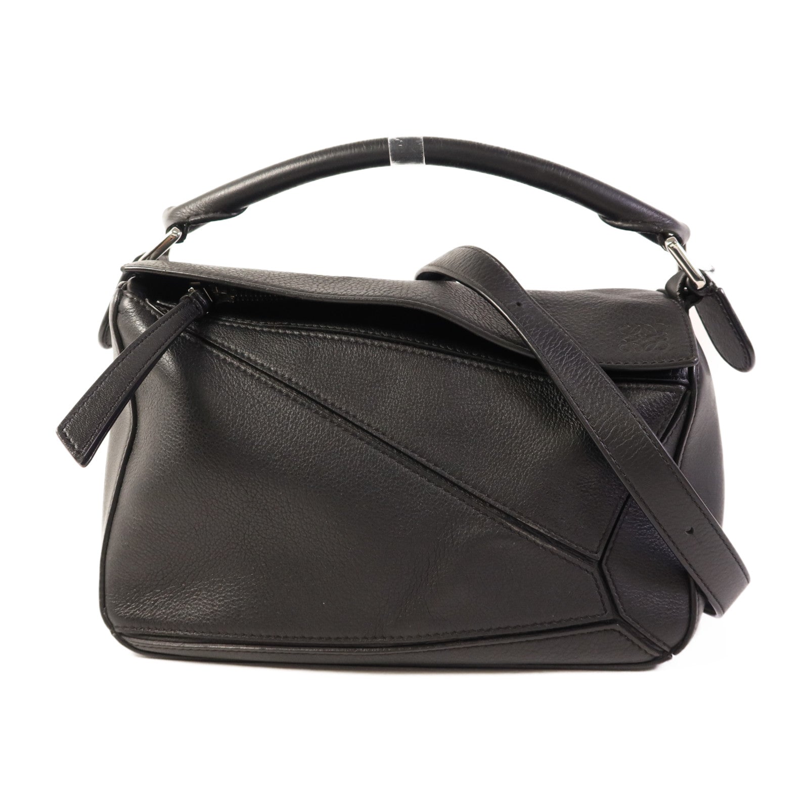 LOEWE 牛皮皮革Small Puzzle銀扣手挽肩背兩用袋
