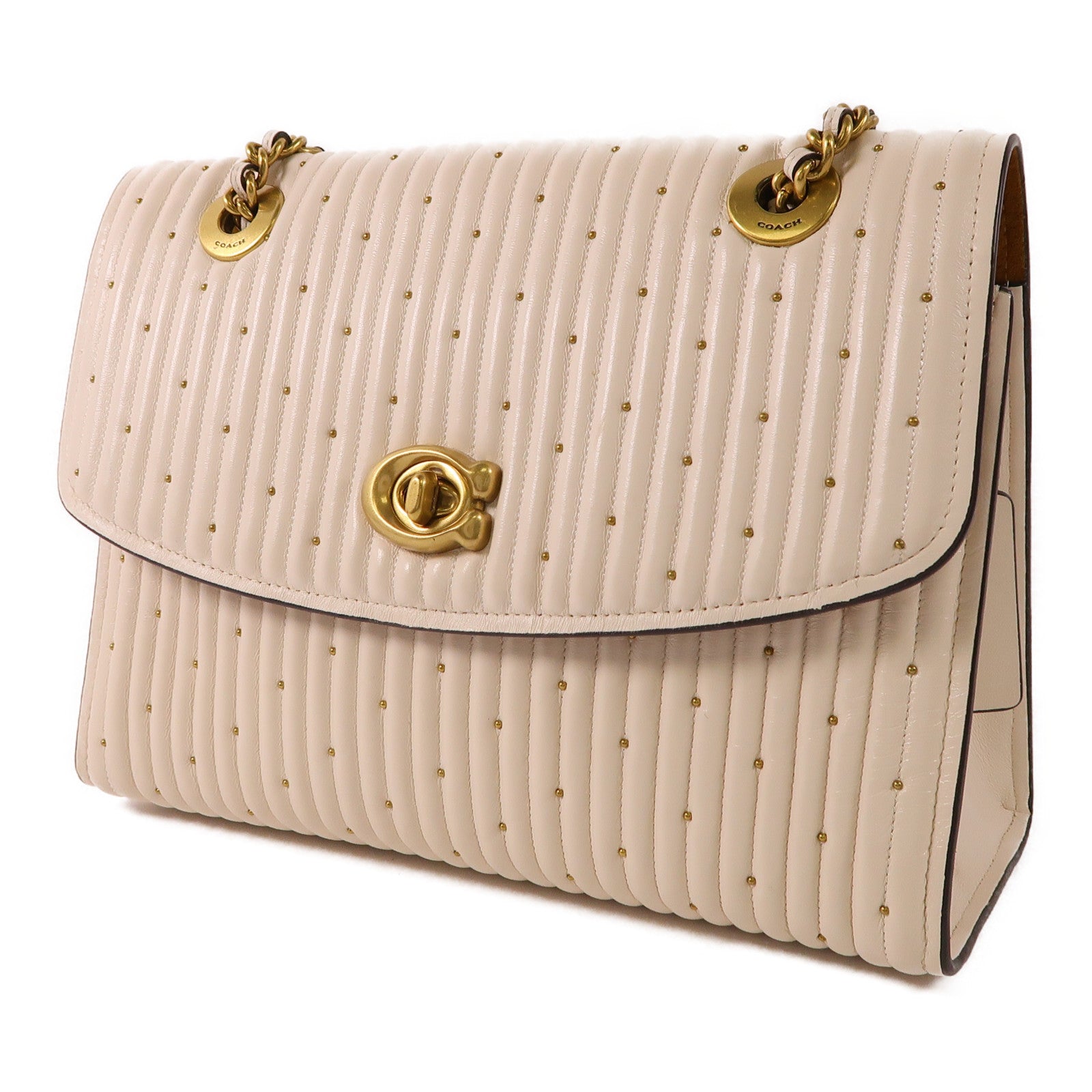 COACH 羊皮皮革Chain Shoulder Bag金扣鏈帶肩背袋