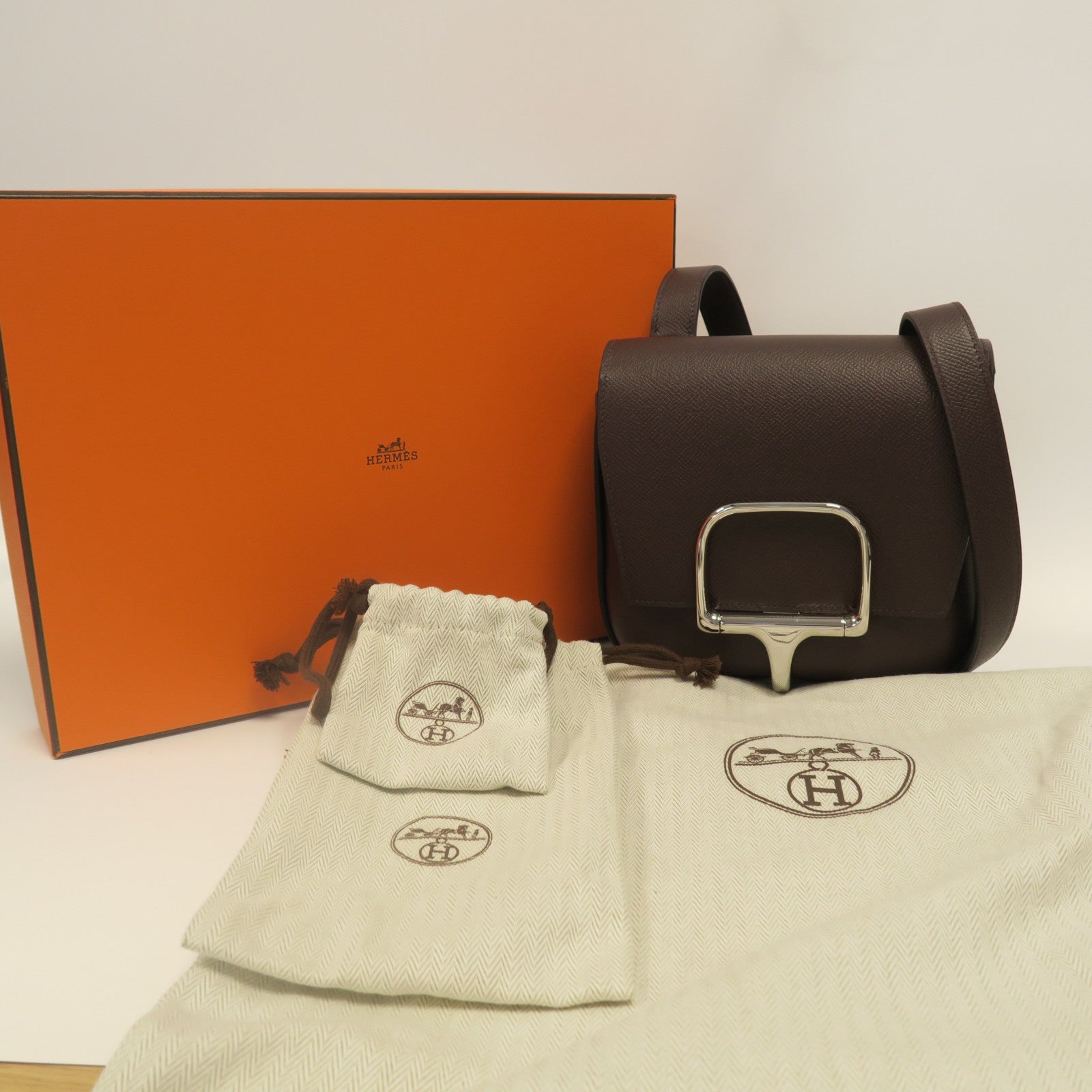 HERMES 【激減優惠】Epsom皮革Mini Cavalleria金扣肩背袋紅色