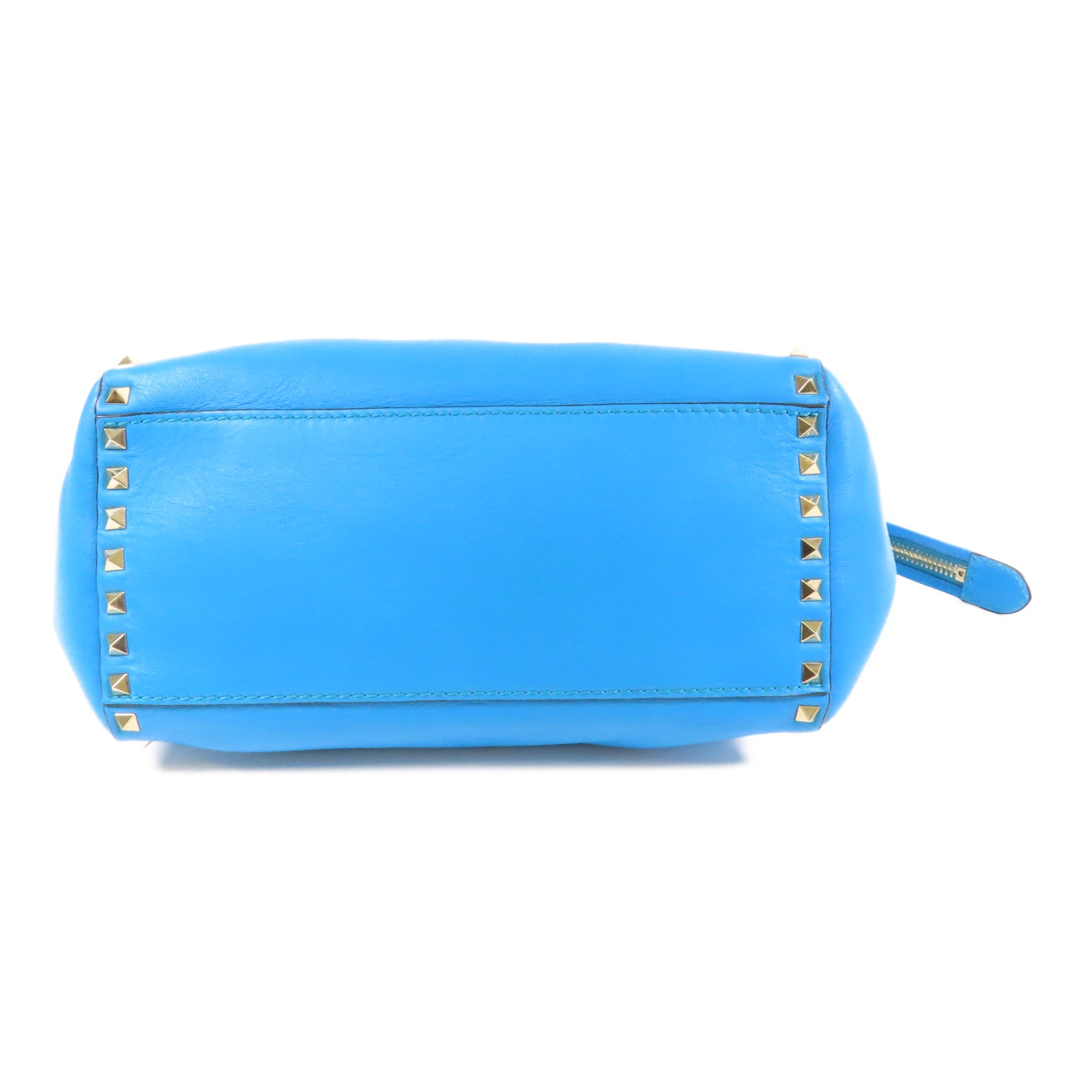 Valentino 【激減優惠】牛皮皮革Shoulder Bag金扣手挽肩背兩用袋藍色
