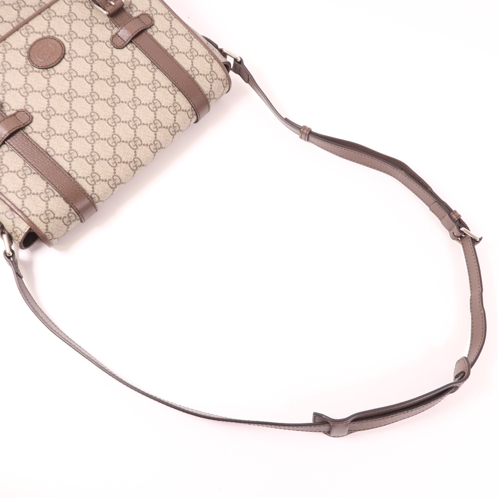 GUCCI 塗層帆布Shoulder Bag銀扣肩背袋