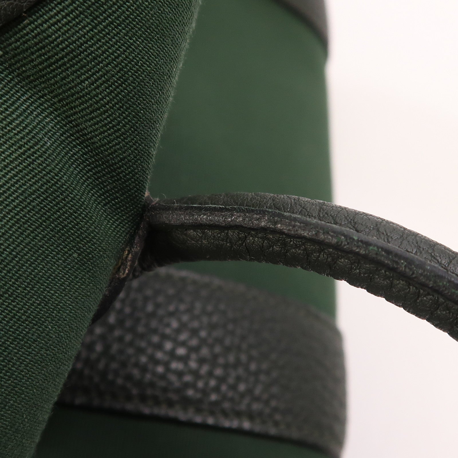 HERMES 帆布Garden Party PM銀扣手挽袋Vert Anglais