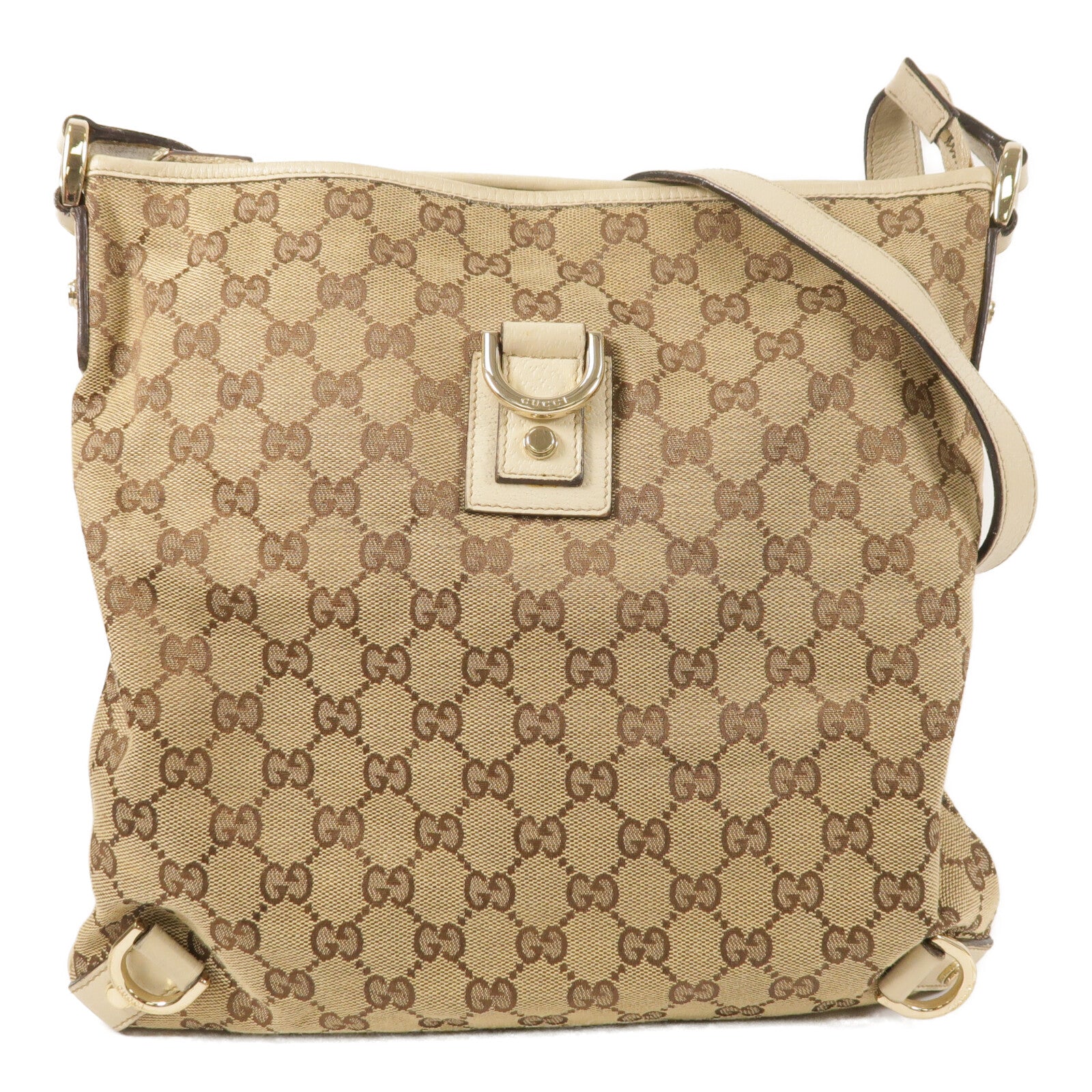 GUCCI 帆布Shoulder Bag金扣肩背袋