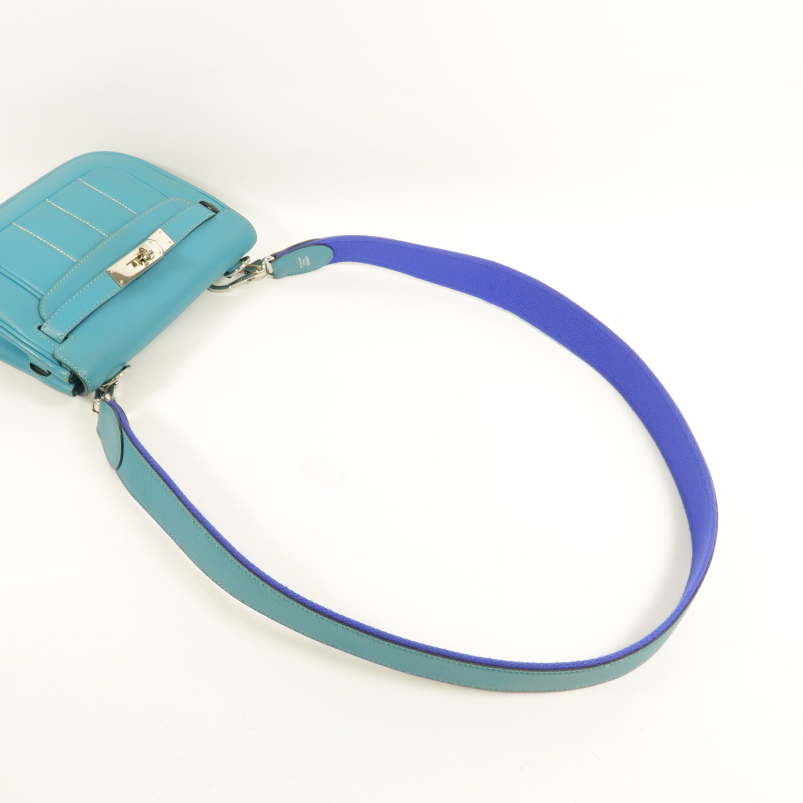 HERMES Swift皮革Berline Mini肩背袋Blue Paon