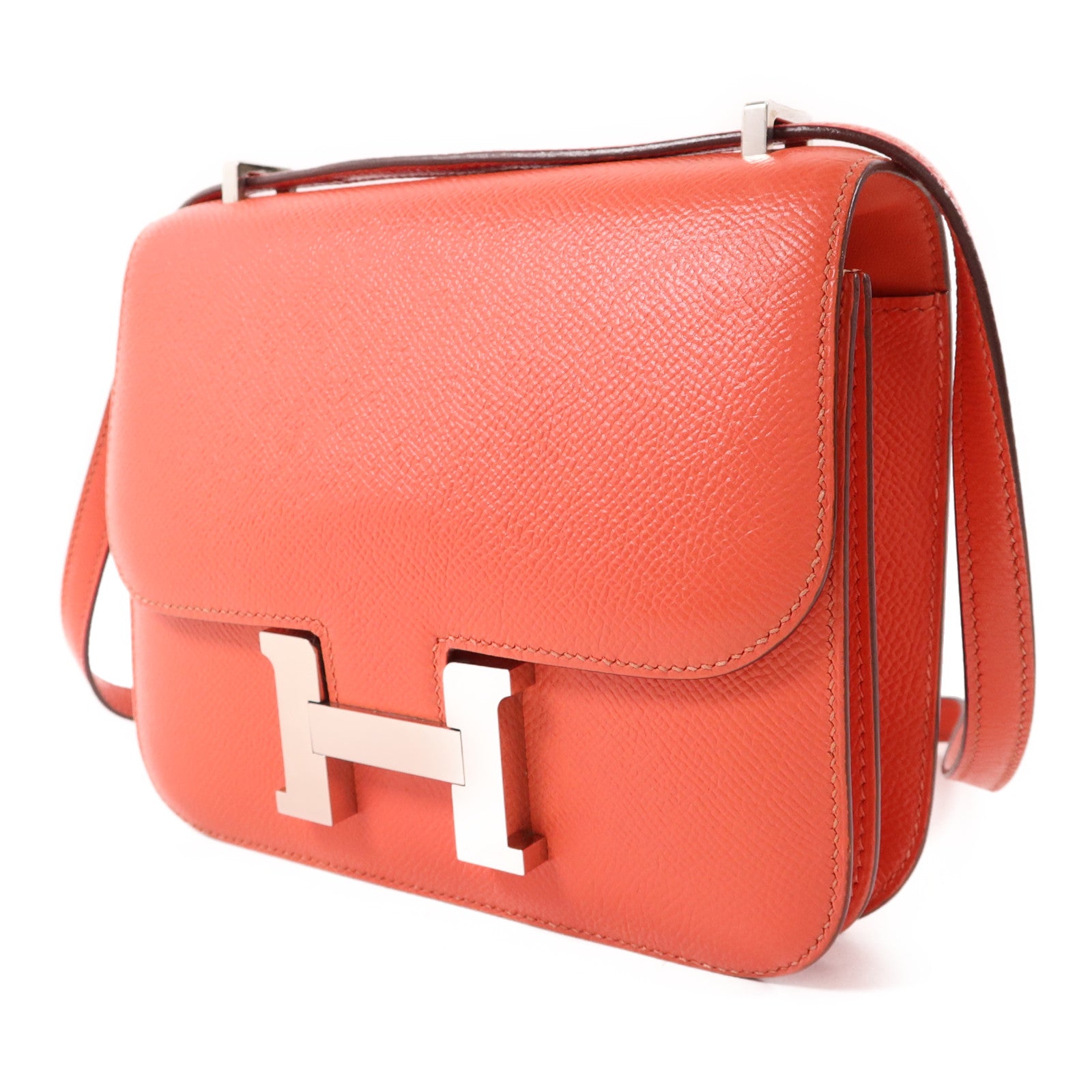 HERMES Epsom皮革Constance Mini銀扣肩背袋Rose Jaipur